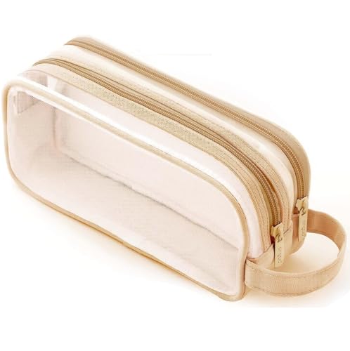 Detalle de Deyaah Large Clear Mesh Pencil Case Pouch – 2 Compartment, Transparent & Multifunctional