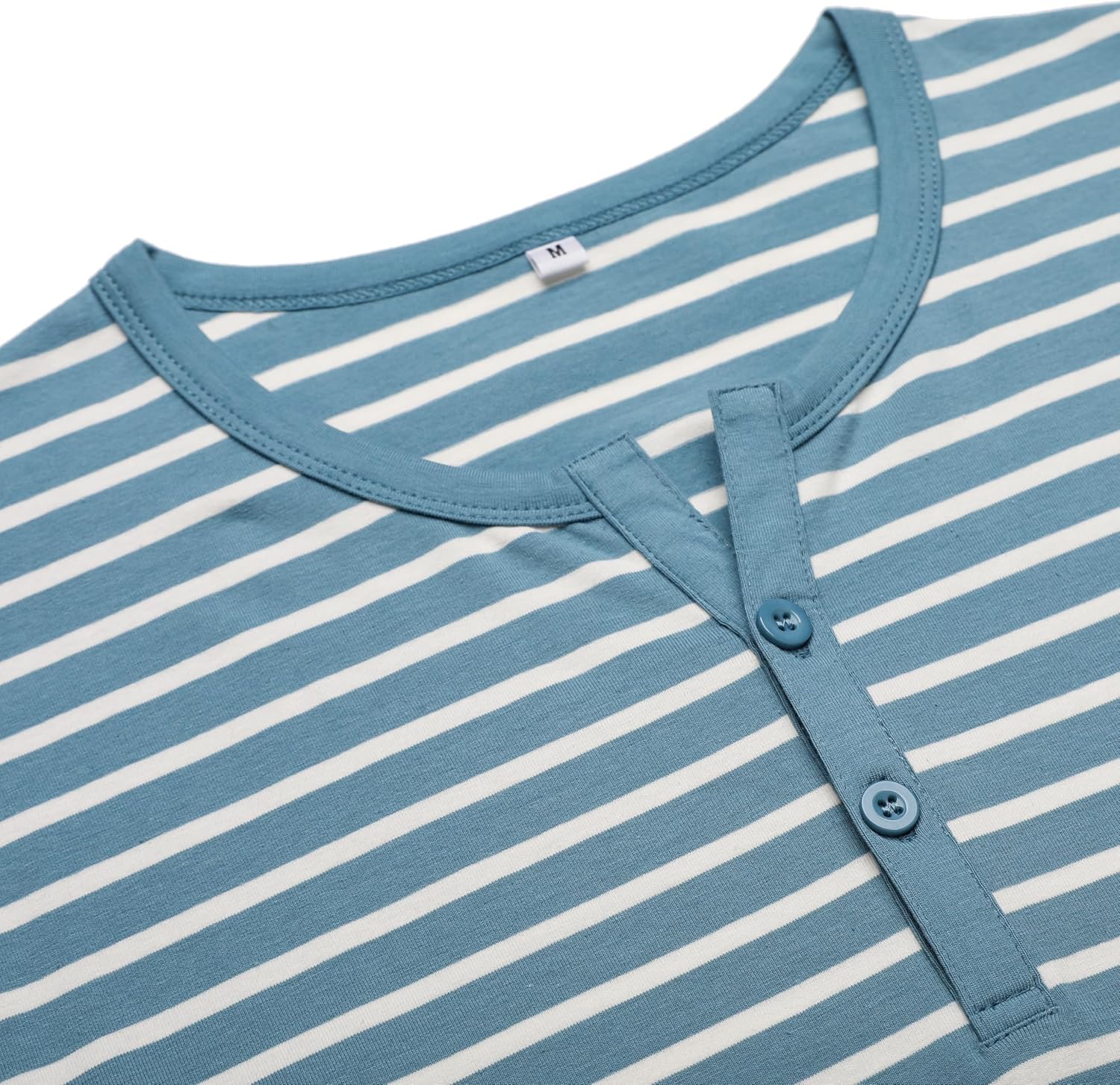 Detalle de Winovia Herren Schlafanzug Langarm mit Streifen – Baumwolle Pyjama-Set