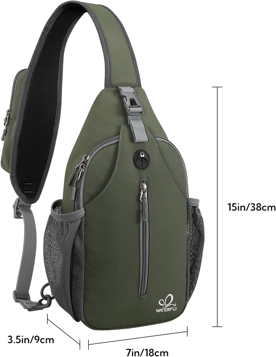 Detalle de WATERFLY Crossbody Sling Backpack: Compact, Versatile Daypack for Travel and Hiking