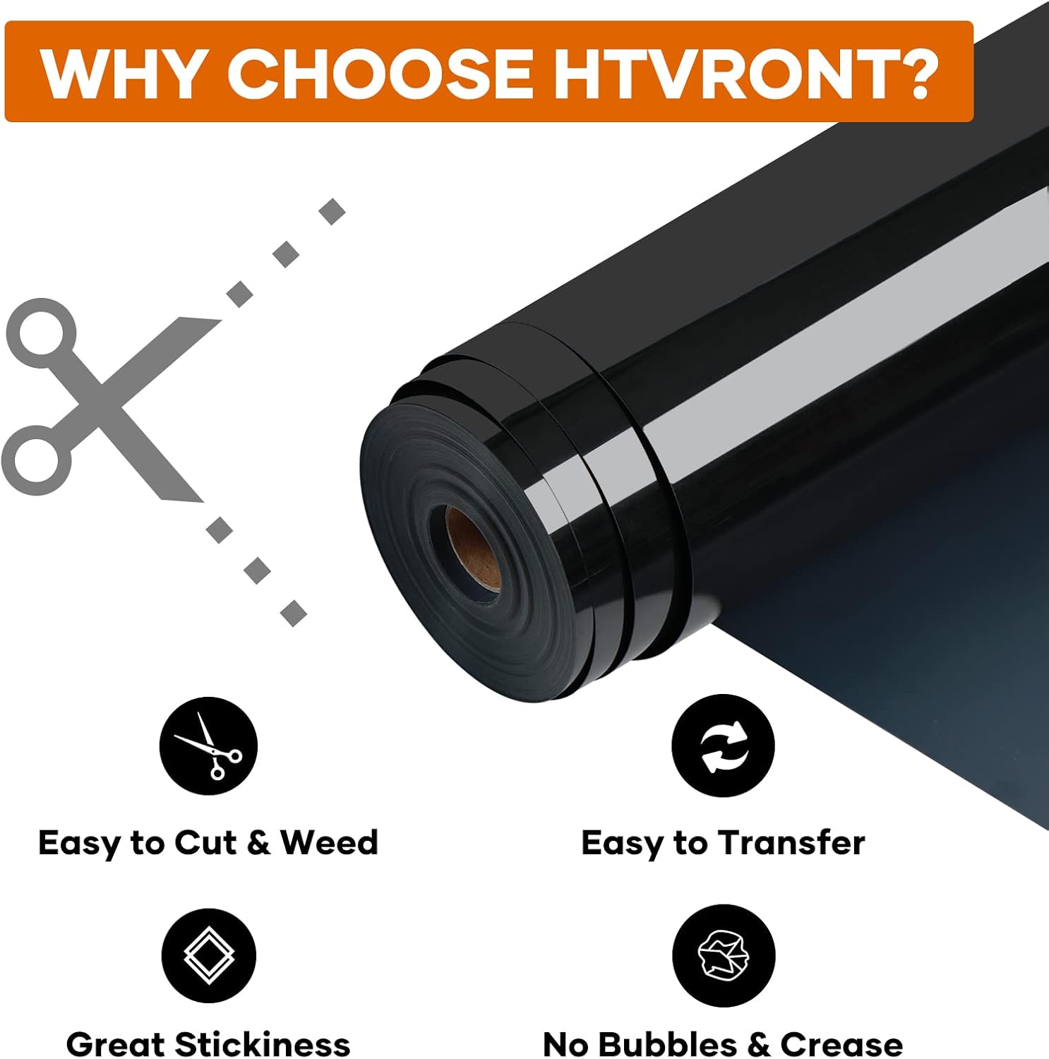 Detalle de HTVRONT Black Heat Transfer Vinyl Roll, 12 x 60 ft