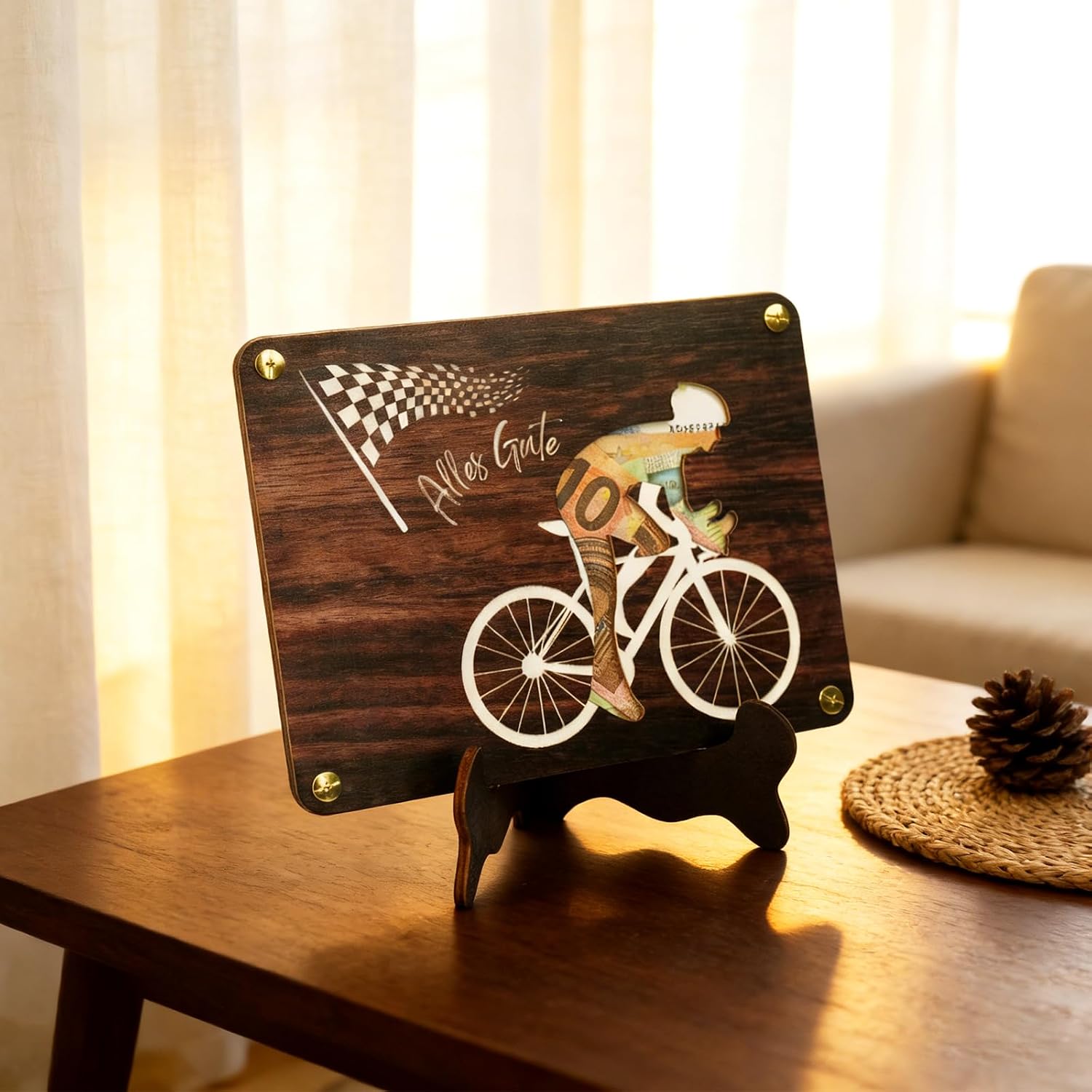 Thumbnail 6 de Mason Life Geldgeschenk Fahrrad Holz – individuelles Geldgeschenk-Set mit Ständer, Schlüsselanhänger und personalisiertem Schild