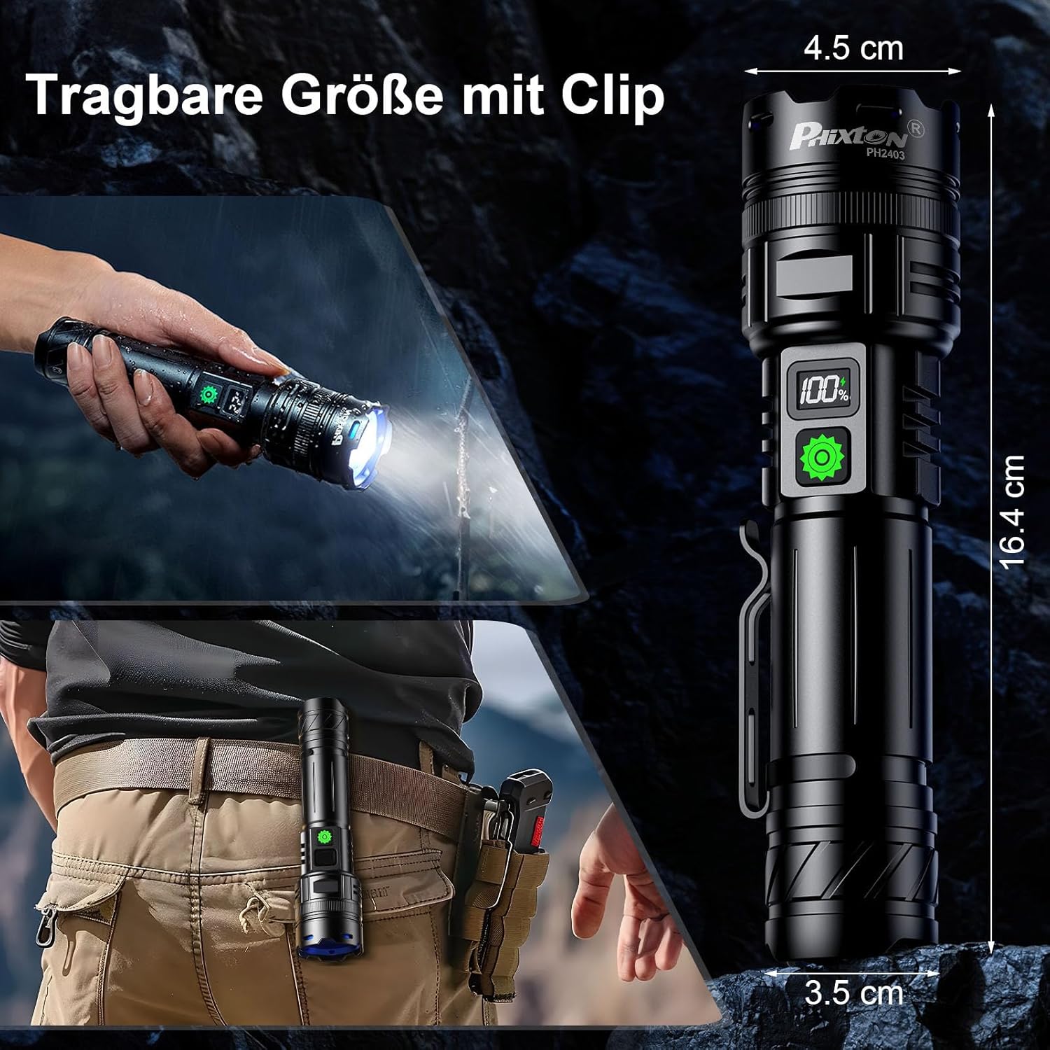 Thumbnail 6 de PHIXTON Taschenlampe LED Extrem Hell 500000 Lumen