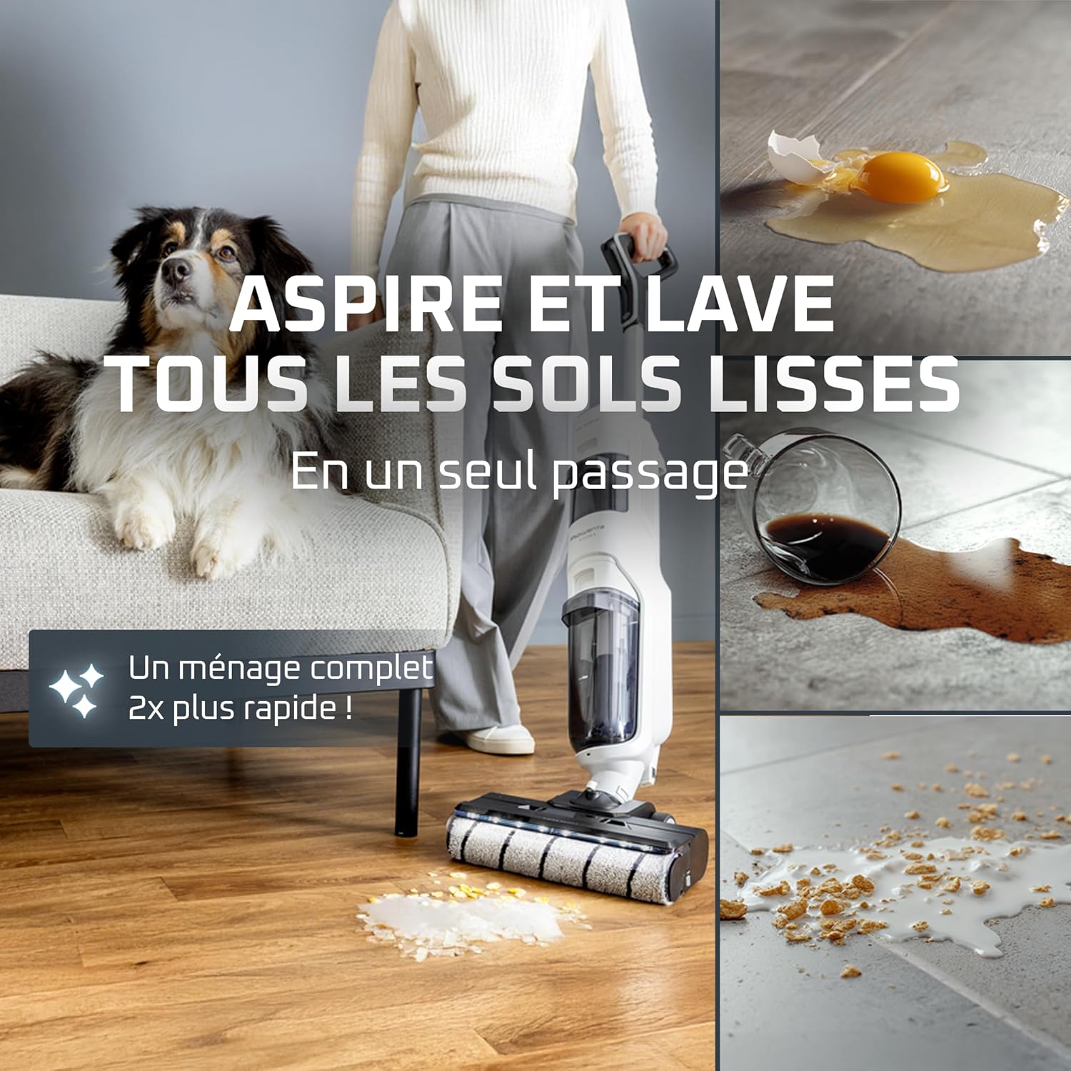 Thumbnail 4 de Rowenta X-Clean5 GZ5557EE — Aspirateur Laveur sans Fil 2-en-1 avec détection Auto et Séchage à l’air chaud