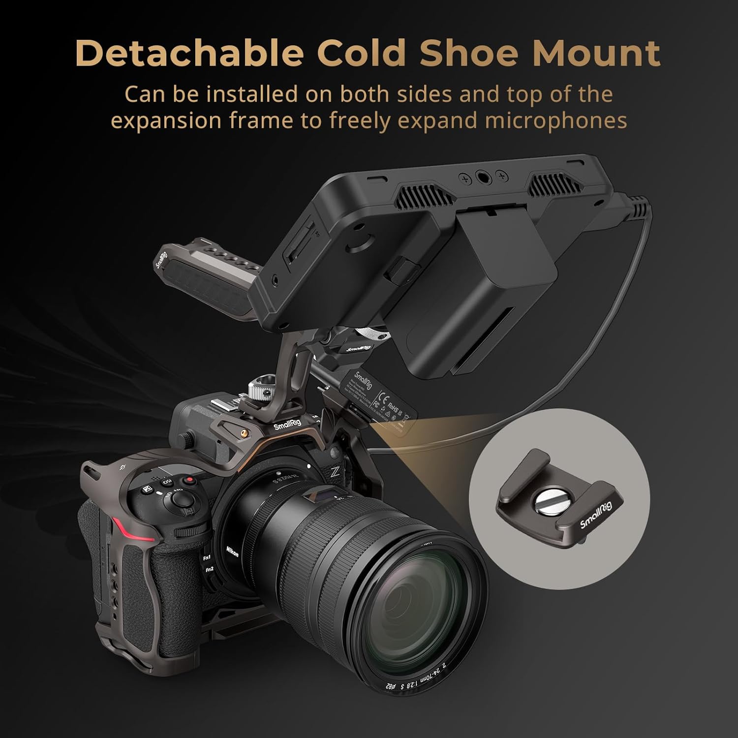Thumbnail 4 de SMALLRIG Night Eagle Cage Z6III pour Nikon Z6 III — Cage complète en alliage d'aluminium avec plaque de dégagement rapide et support Cold Shoe
