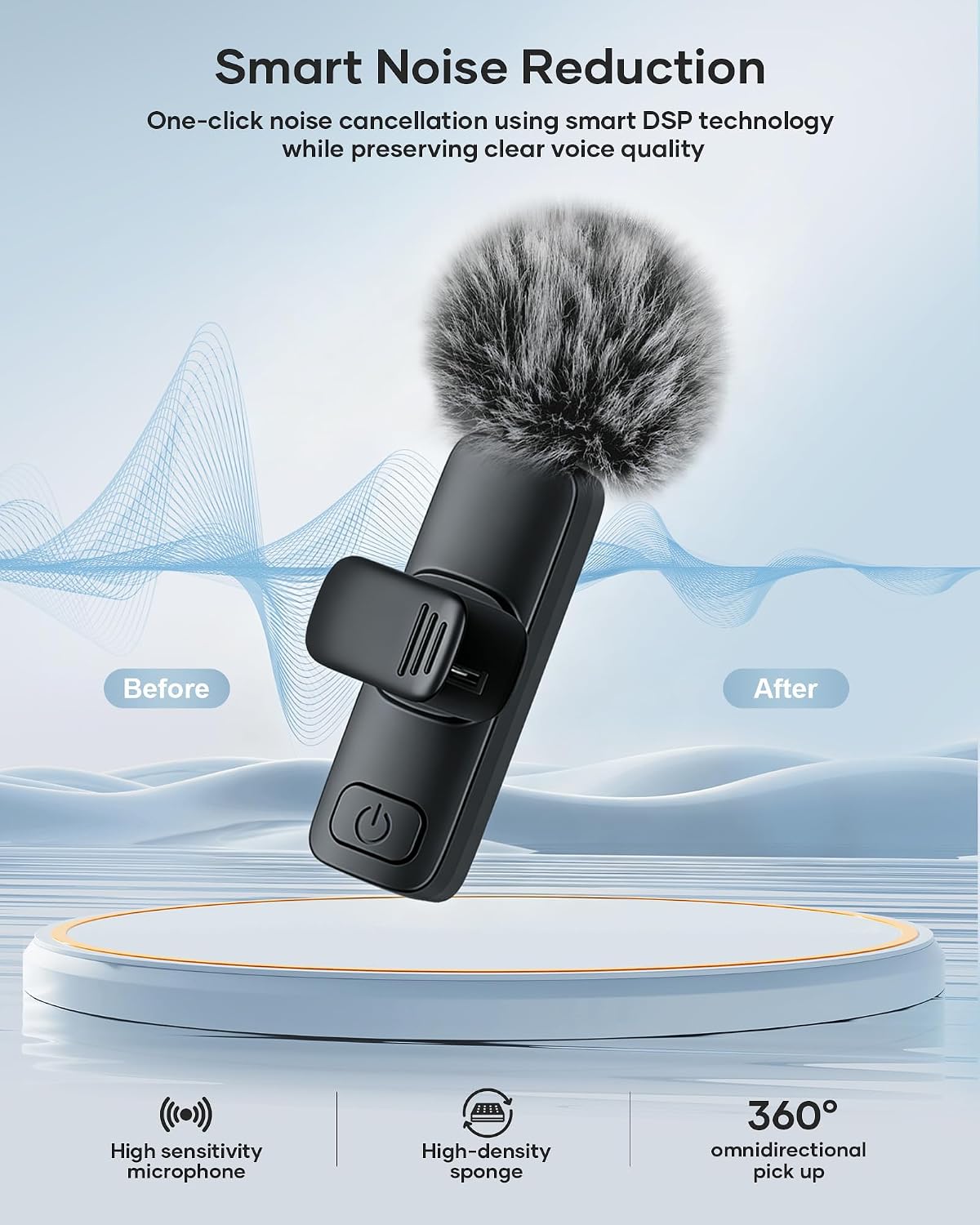 Detalle de KUKIHO Mic01 Wireless Lavalier Microphone, 2-Pack with Noise Reduction