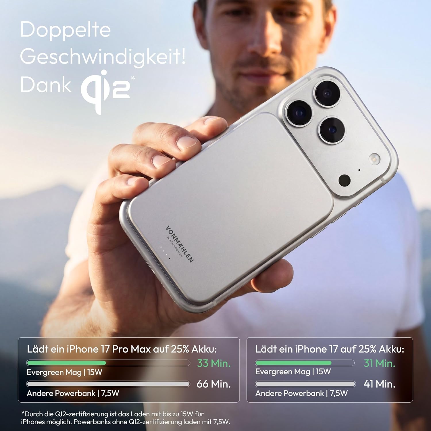 Thumbnail 5 de VONMÄHLEN Evergreen Mag 10000mAh: power bank magnetico con ricarica wireless 15 W e PD 20 W, compatibile MagSafe