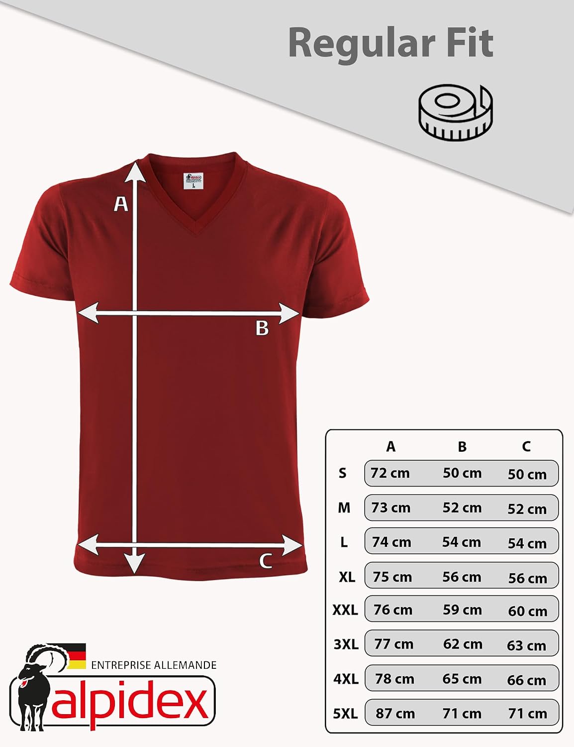 Thumbnail 4 de ALPIDEX T-Shirts Hommes Col V Lot de 5 coton