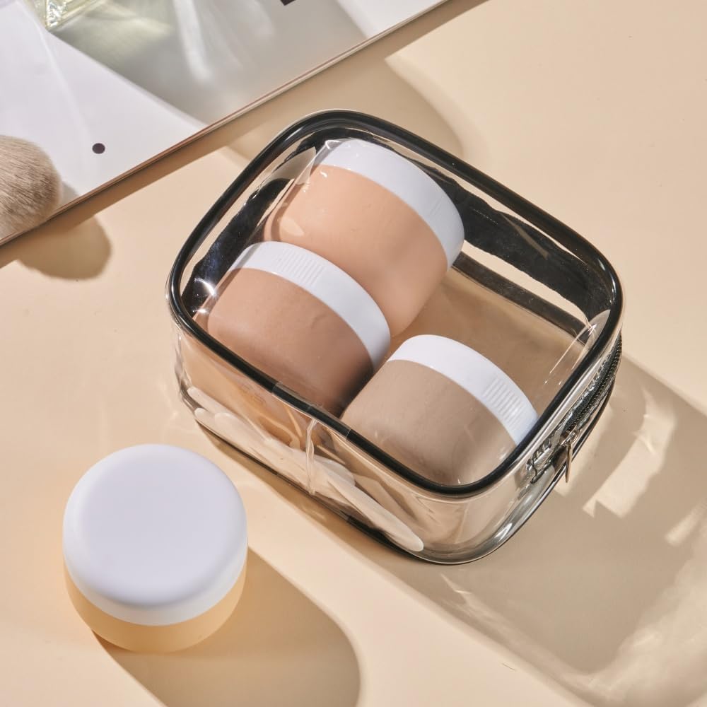 Thumbnail 5 de Aurdox Reisetöpfe-Set aus Silikon: auslaufsichere Creme-Behälter mit Spatel und transparenter Tasche (TSA-geeignete Mini-Größe)