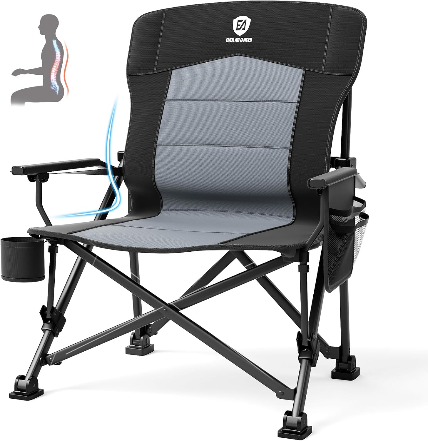 Detalle de EVER ADVANCED Oversized Folding Camping Chair 230kg