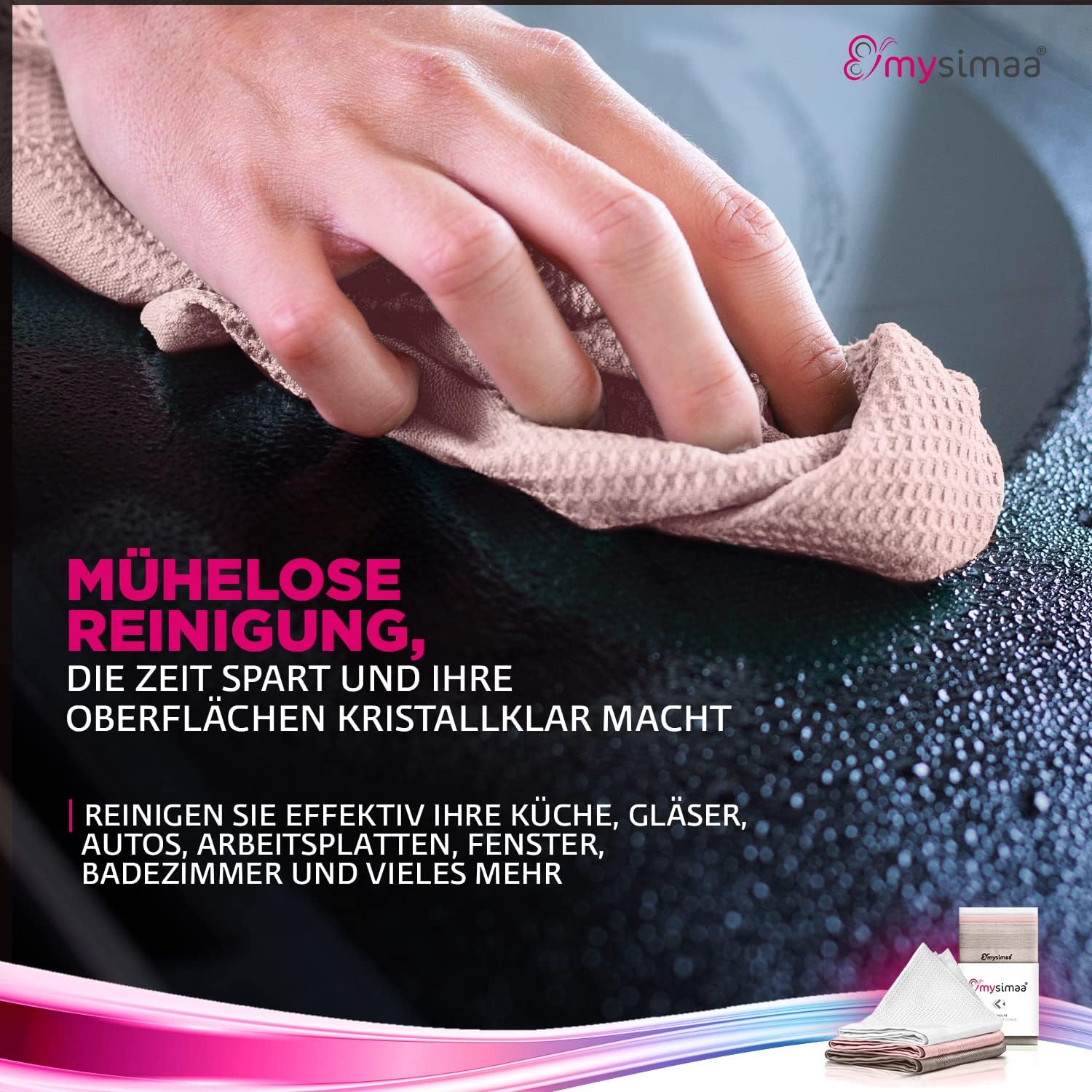 Thumbnail 6 de mysimaa Mikrofasertücher 40x40 – Fenstertuch Streifenfrei, Autopflege, Putzlappen Küche