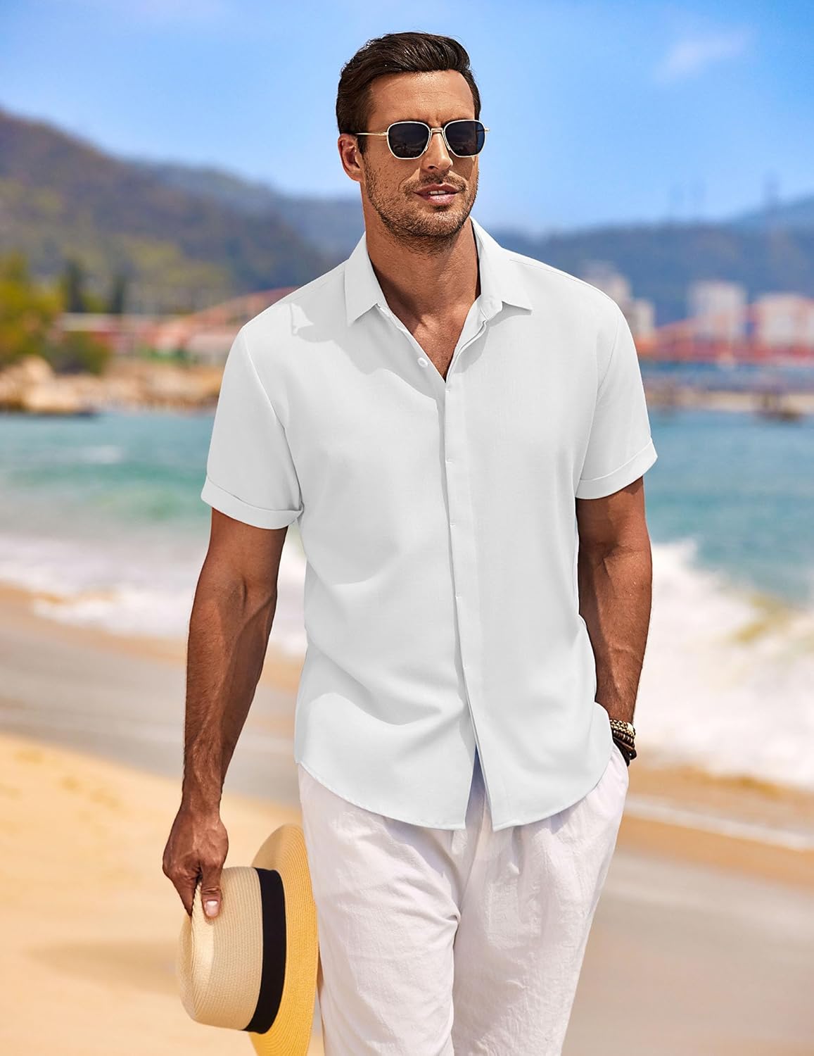 Thumbnail 3 de COOFANDY Linen Button Down Shirt