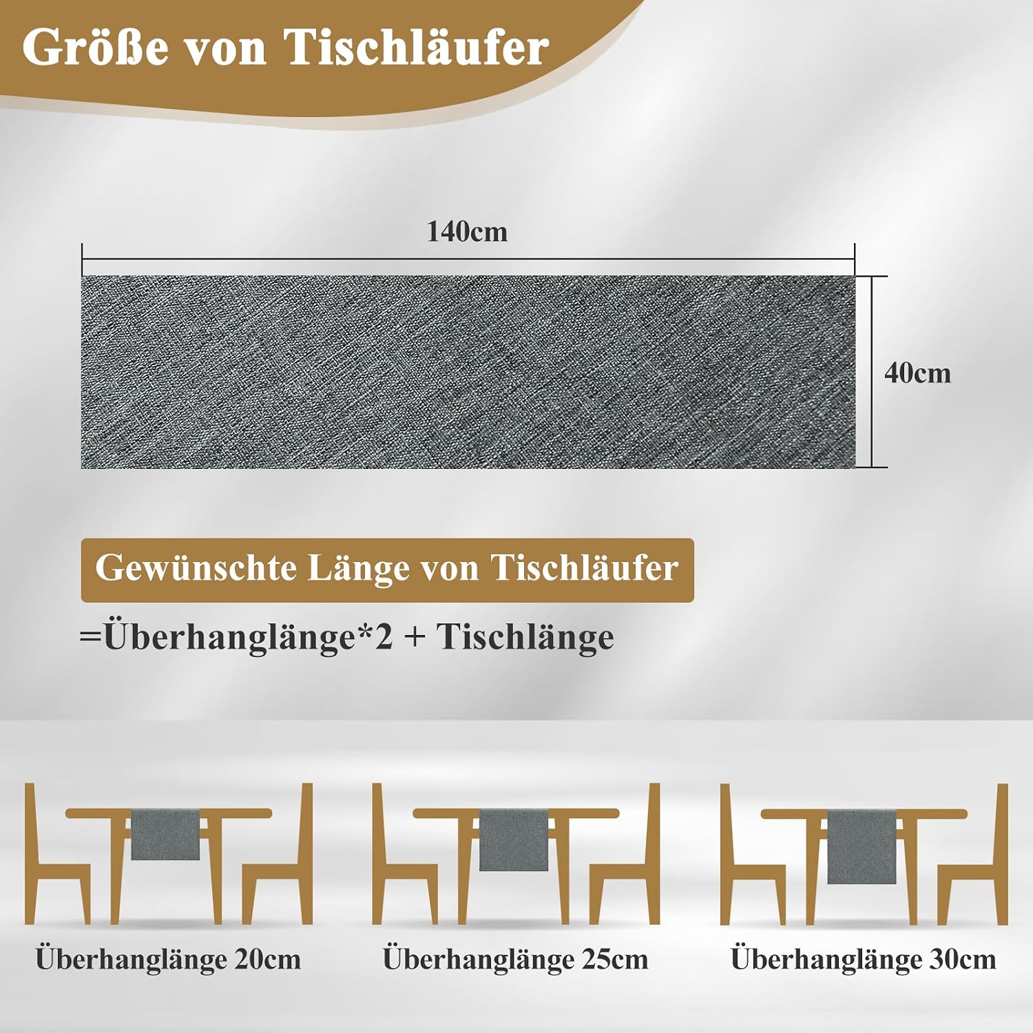 Detalle de AooHome Tischdecke 140x220 cm Grau (Leinen-Optik) – wasserabweisend & abwischbar