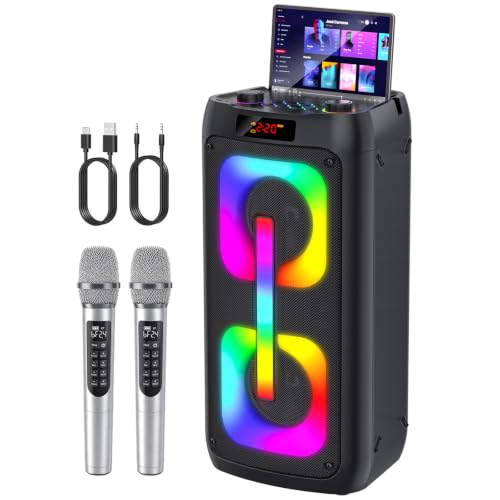 Detalle de Gesnada K68: Máquina de Karaoke con 2 micrófonos inalámbricos y Altavoz Bluetooth