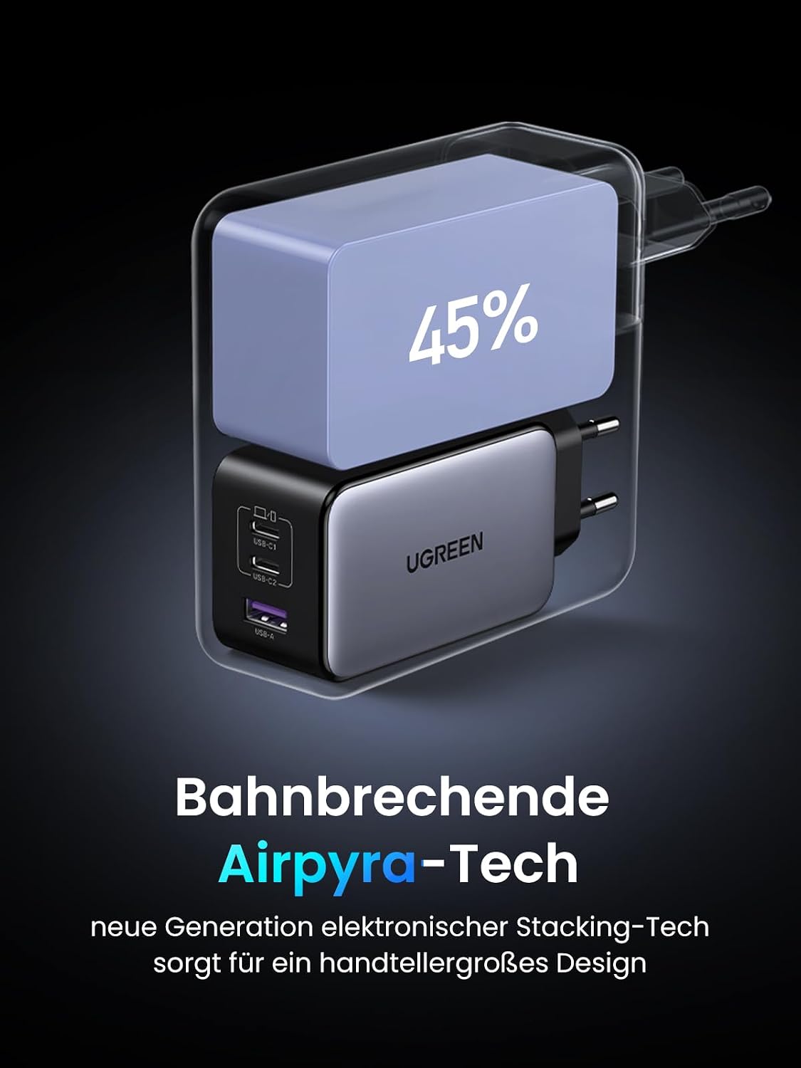 Detalle de UGREEN Nexode X 100W Ladegerät 3-Port ⚡