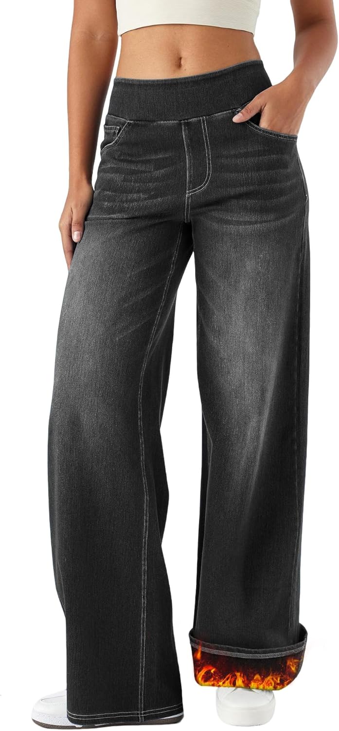Thumbnail 6 de LaiEr Large Denim Wide Leg Pants for Women — High Waisted, Elastic, with Pockets