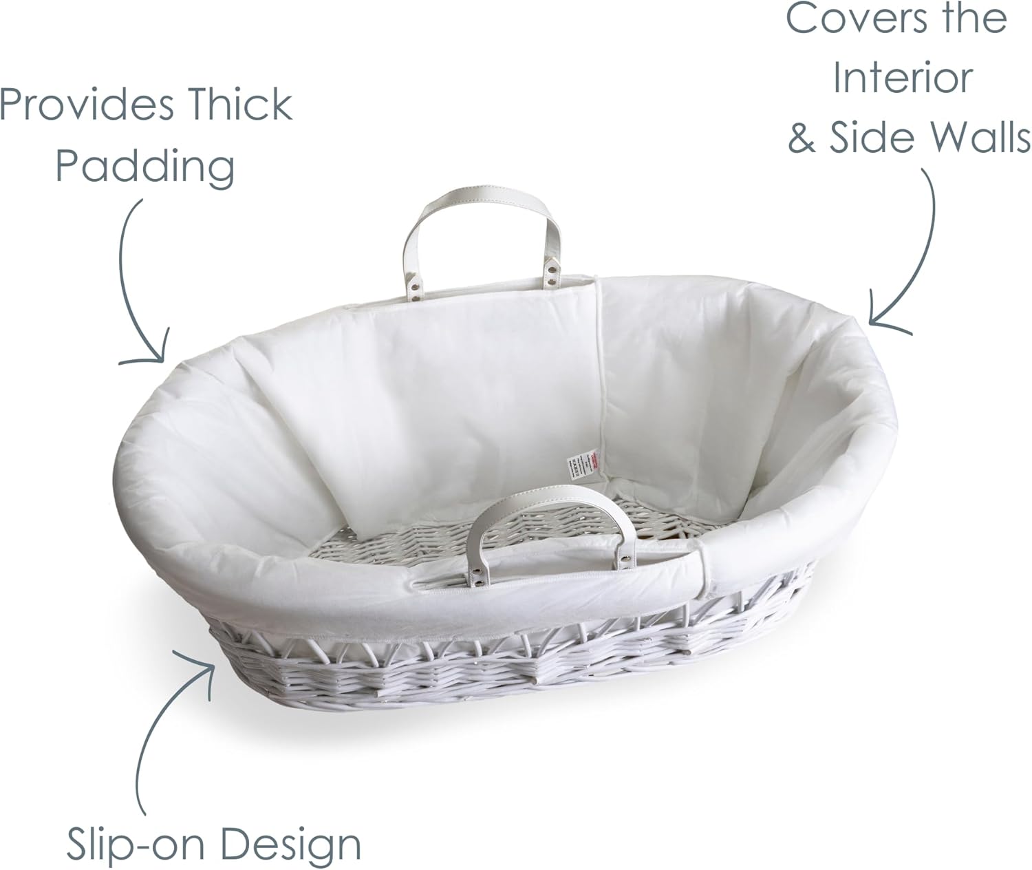 Detalle de Clair de Lune Quilted Liner for Moses Baskets (White)
