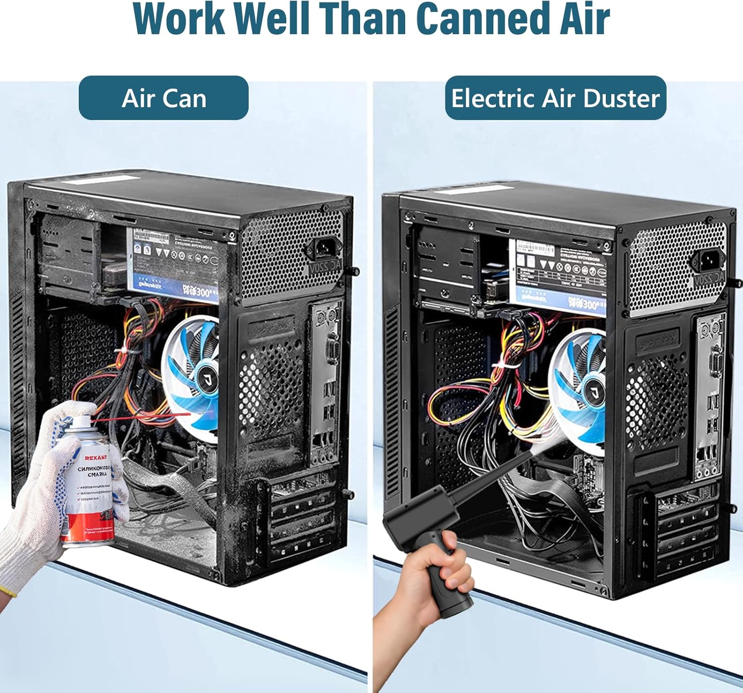 Thumbnail 2 de Souffleur Air Comprimé & Souffleur PC sans fil 3 vitesses avec LED et batterie 6000 mAh – mini souffleur PC / voiture