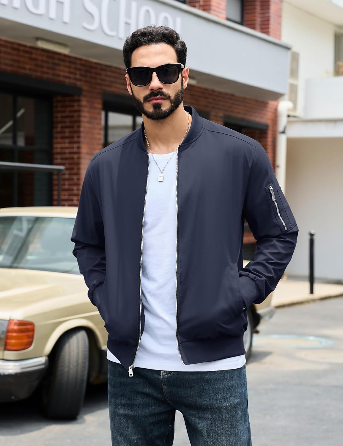 Detalle 2 de TACVASEN Men's Lightweight Full-Zip Jacket, Water-Repellent and Windproof