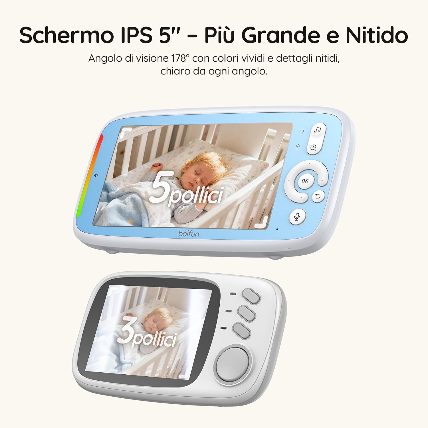 Thumbnail 5 de Boifun Baby Monitor 5" con telecamera 360° e audio bidirezionale