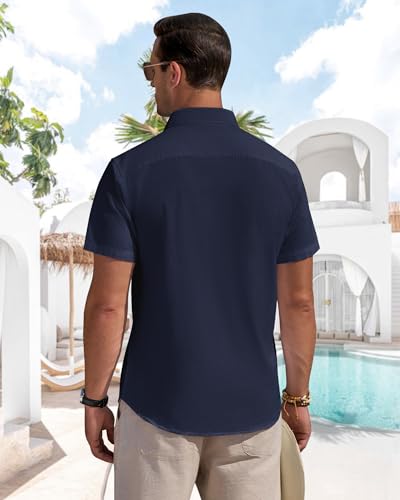 Detalle de J.VER Mens Linen Shirts Short Sleeve Summer Beach Casual Lightweight Cotton Regular Fit