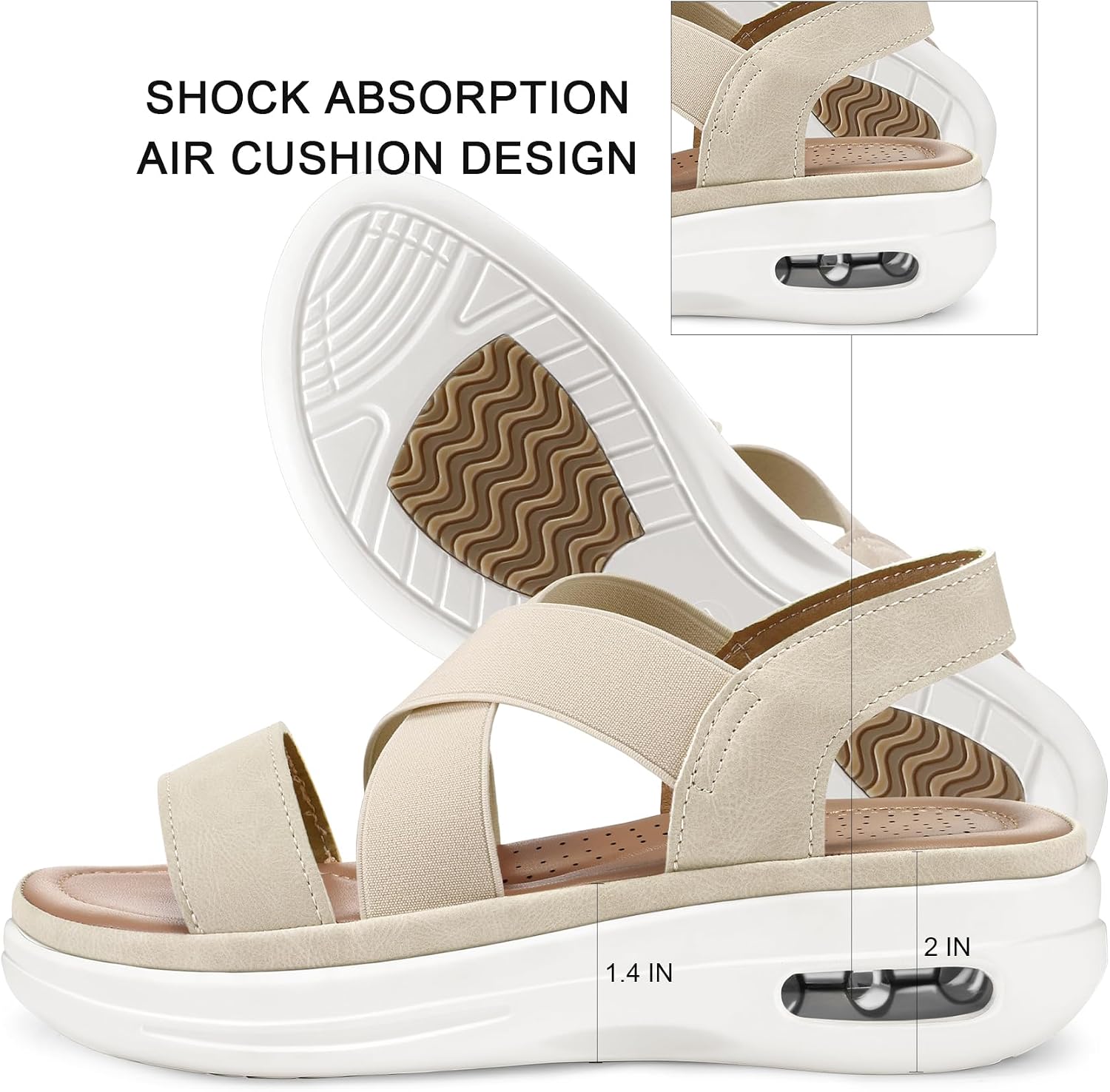 Detalle de mysoft Women's Comfortable Walking Sandals with Air Cushion and Elastic Band