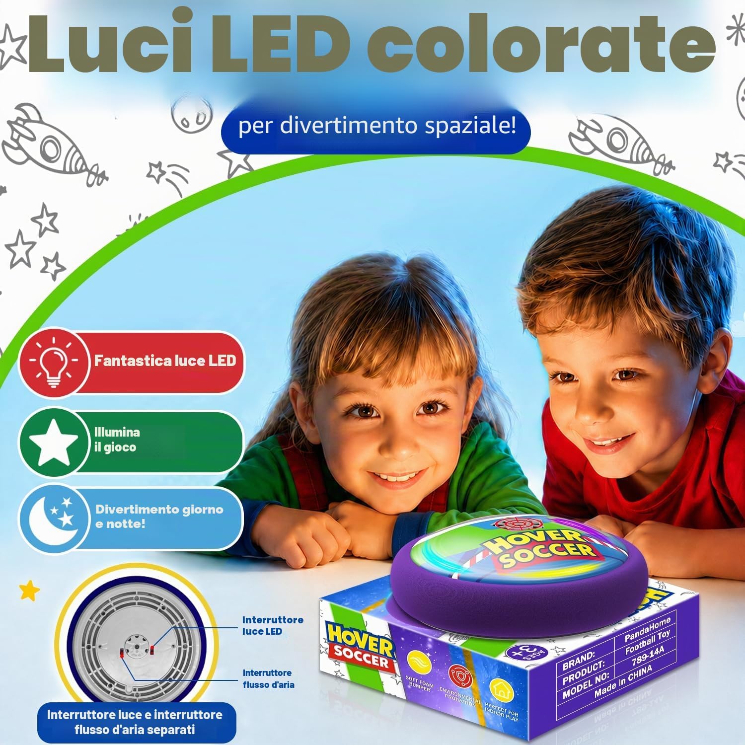 Detalle de Pallone Fluttuante Giochi Light Year per Bambini – Calcio con Luci LED e Schiuma Morbida