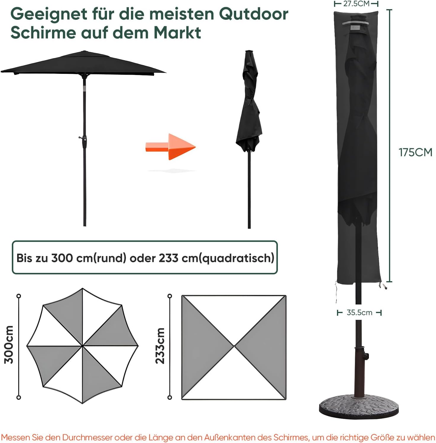Detalle 2 de Sekey funda parasol ultrarresistente 175x27.5x35.5cm