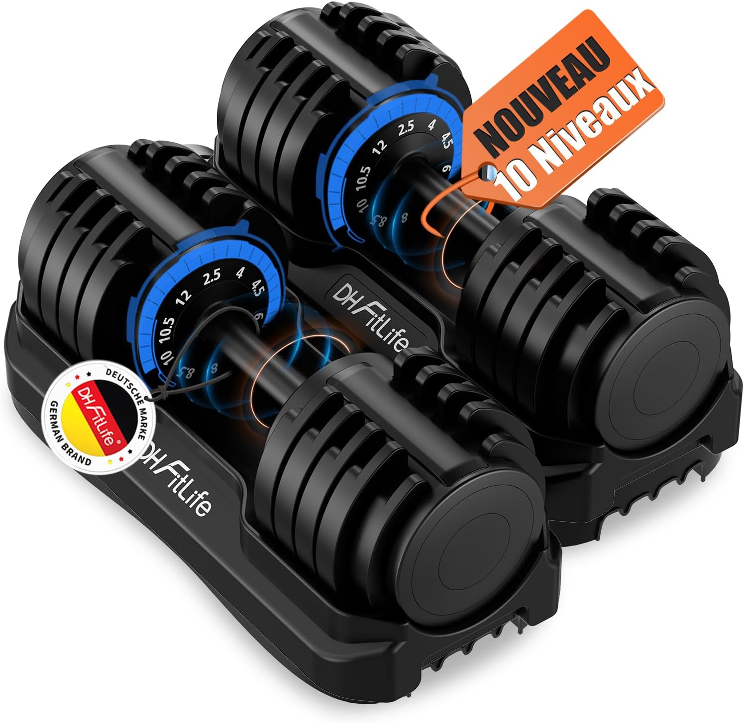 Thumbnail 6 de DH FitLife haltères réglables 10 niveaux, 2,5 à 12 kg (ou 4 à 25 kg)