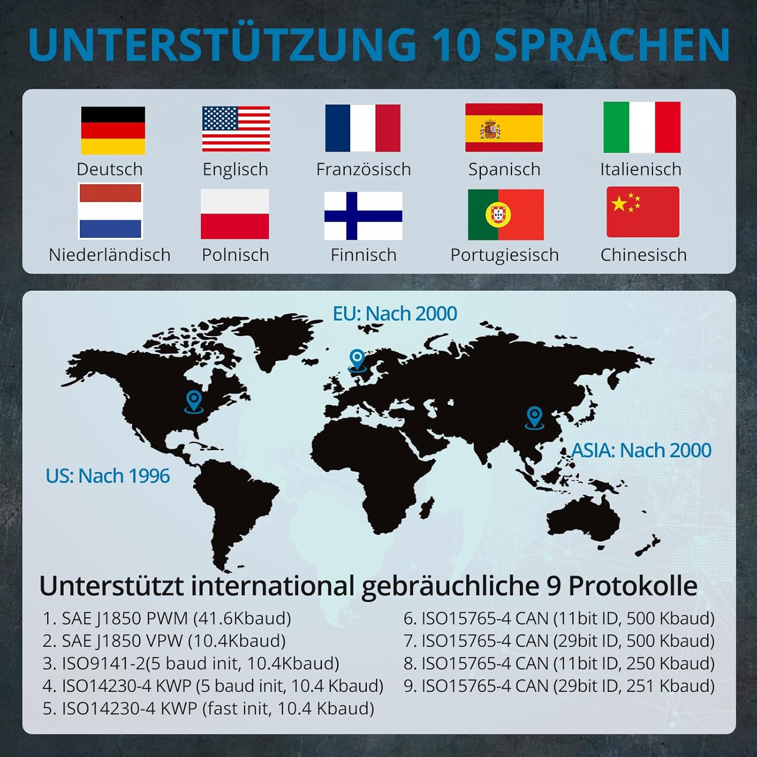 Thumbnail 2 de AUTOUTLET OBD2 Diagnosegerät mit Bluetooth – OBD-EOBD Scanner für 10 Modi & 10 Sprachen