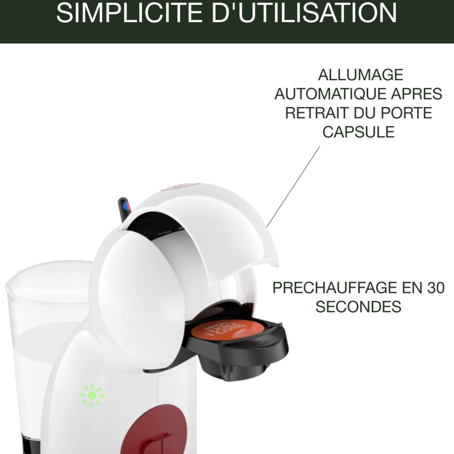 Detalle de Nescafé Dolce Gusto Piccolo XS : Machine à café compacte 15 bars, Blanc/Rouge