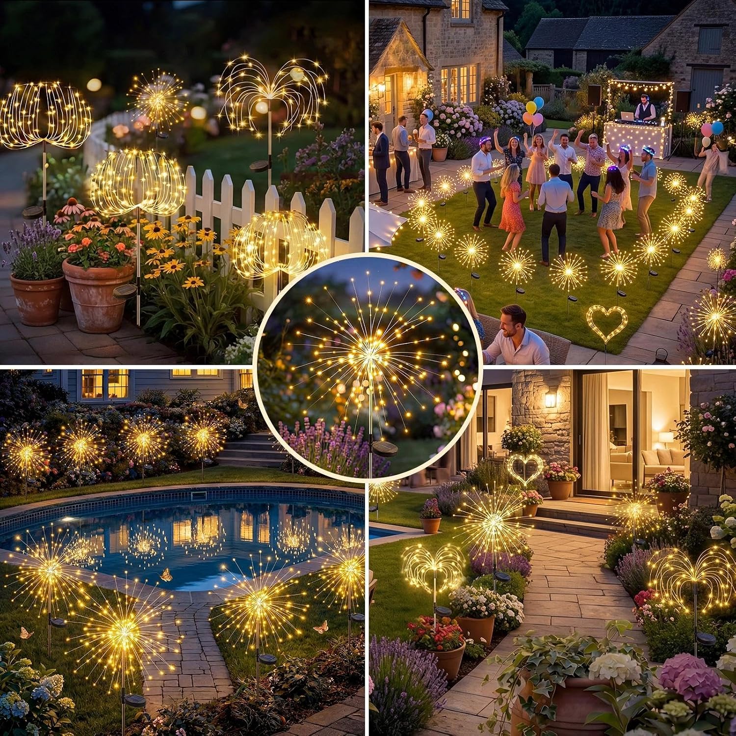 Thumbnail 6 de Fairdeer Solar Firework Lights Outdoor Garden (6 Pack) – 120 LED Starburst Pathway Lights