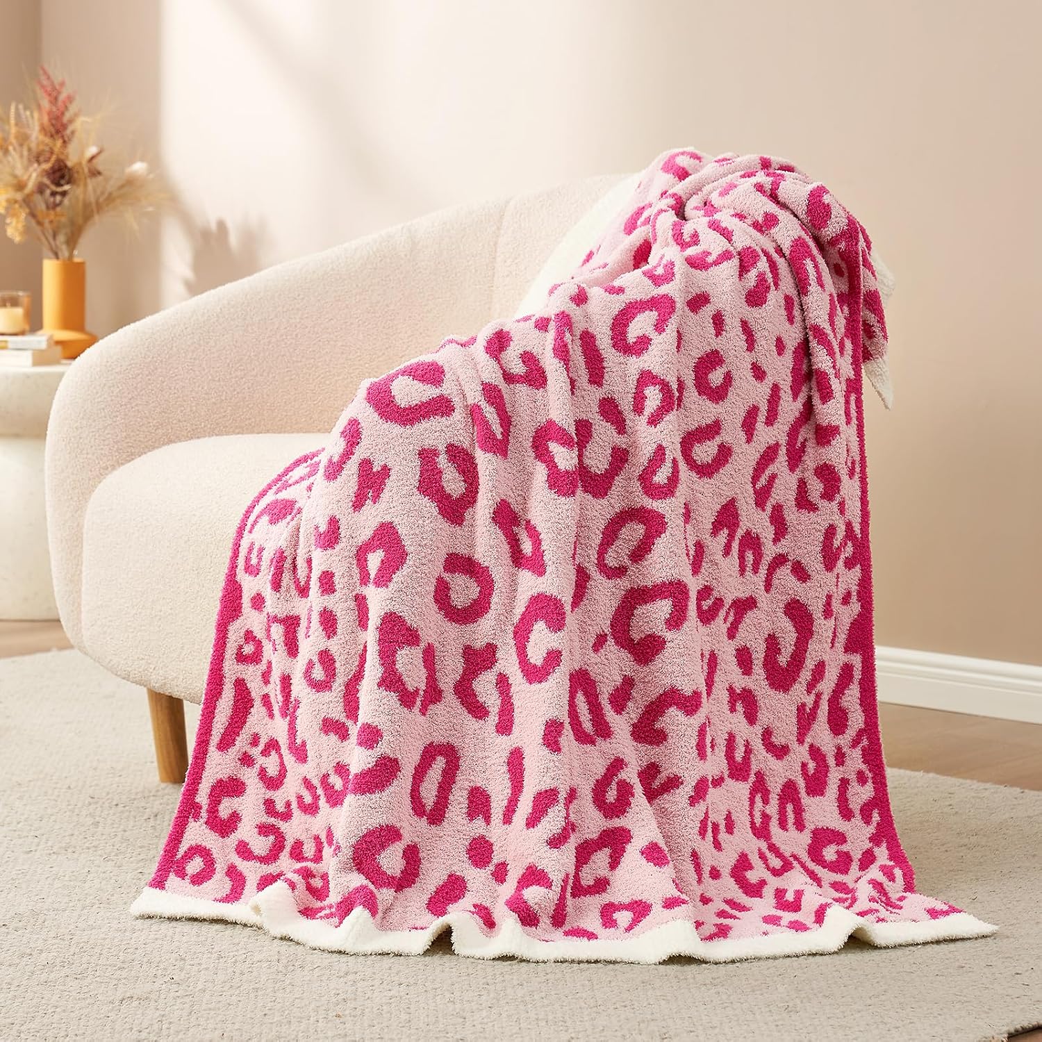 Detalle de Snuggle Sac SnuggleSacHeather Reversible Leopard Throw, Microfiber, 60" x 80