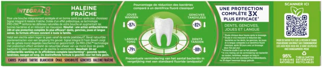 Detalle de Signal Integral 8 tandpasta voor frisse adem, prebiotische werking, 95% natuurlijke ingrediënten, 75 ml