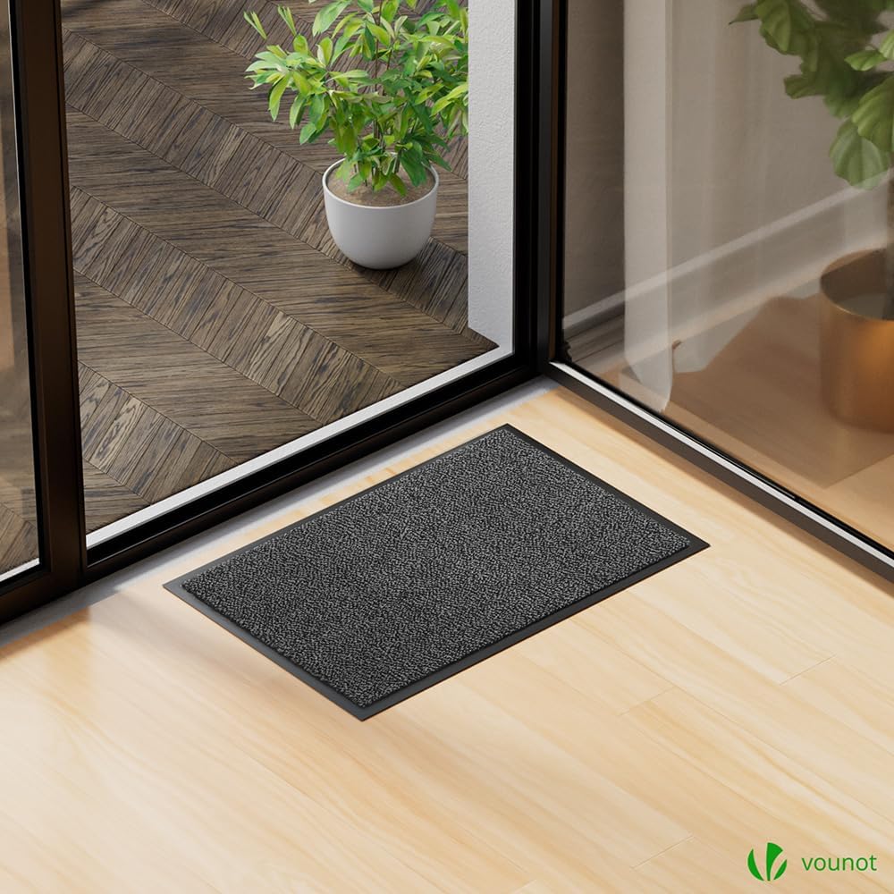 Detalle 2 de VOUNOT® 2 Pezzi Zerbino Ingresso Casa Grigio-Nero 40x60 cm – Antiscivolo e Assorbente