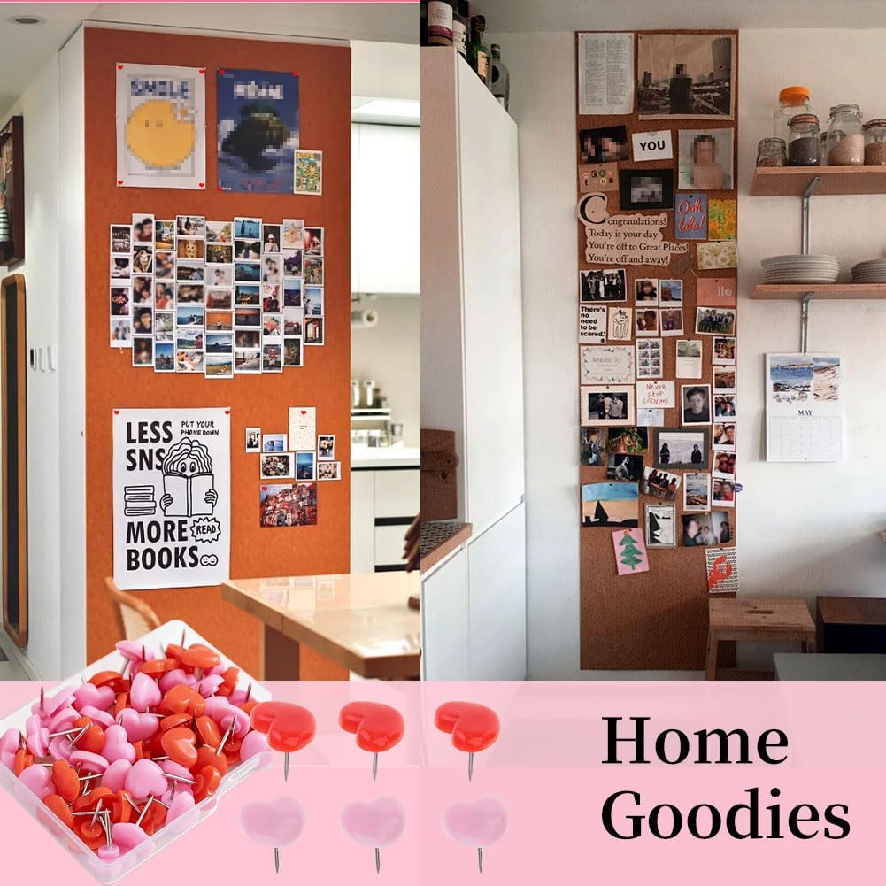 Detalle de 200 Pcs Heart-Shaped Drawing Push Pins for Notice Boards