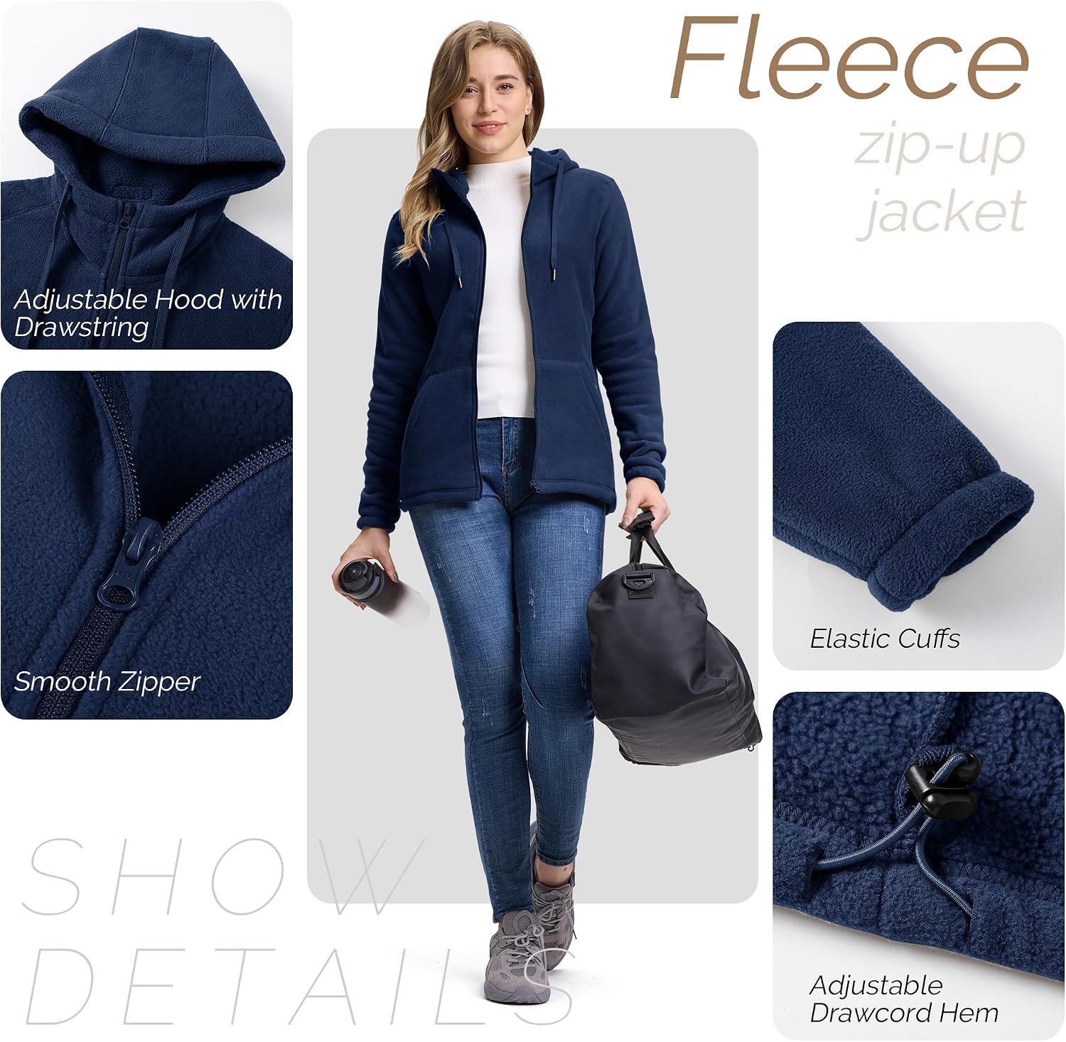 Thumbnail 3 de Outdoor Ventures women’s fleece jacket with full zip, hood and 6 pockets