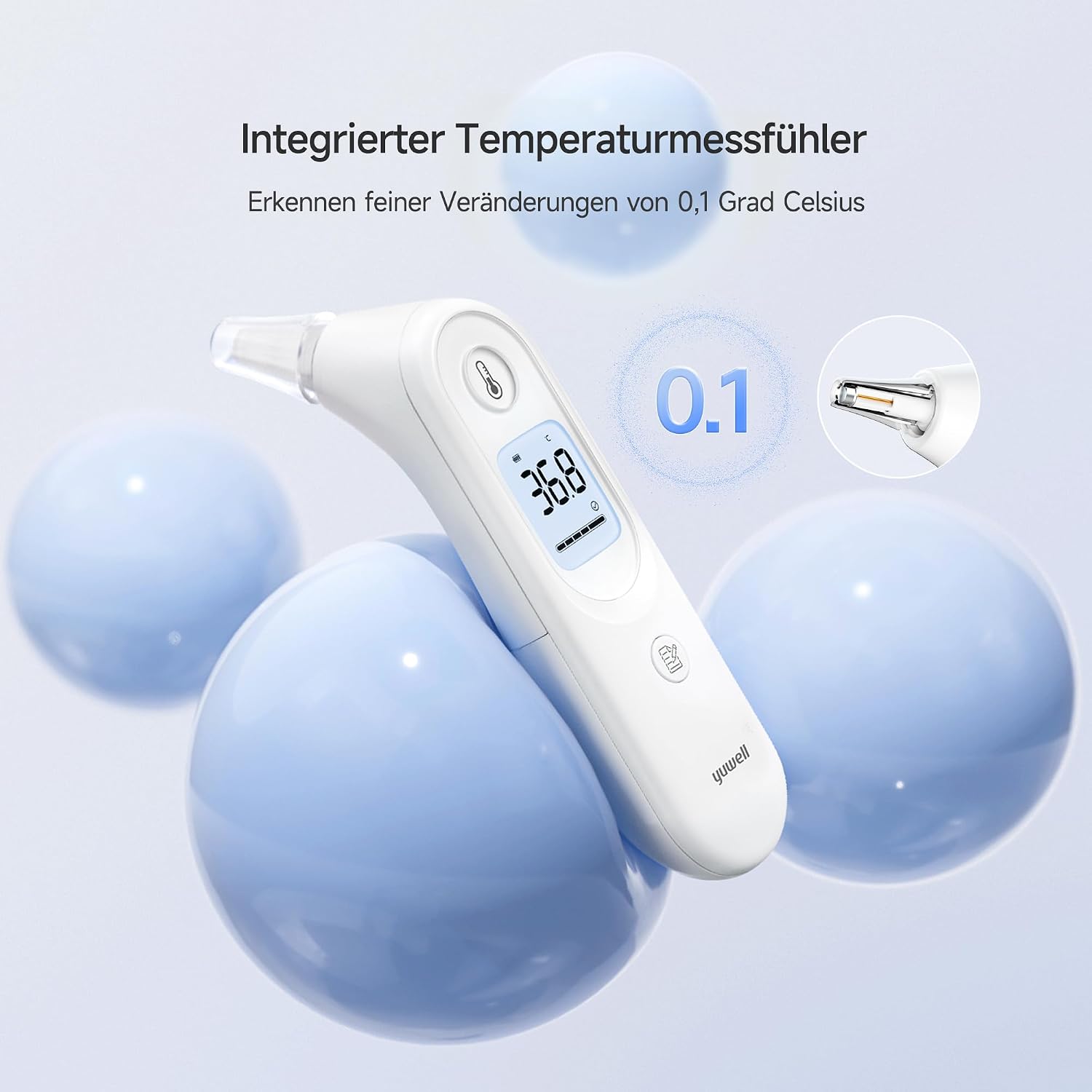 Detalle 2 de yuwell YHT101 Ohrthermometer 7 Speicher
