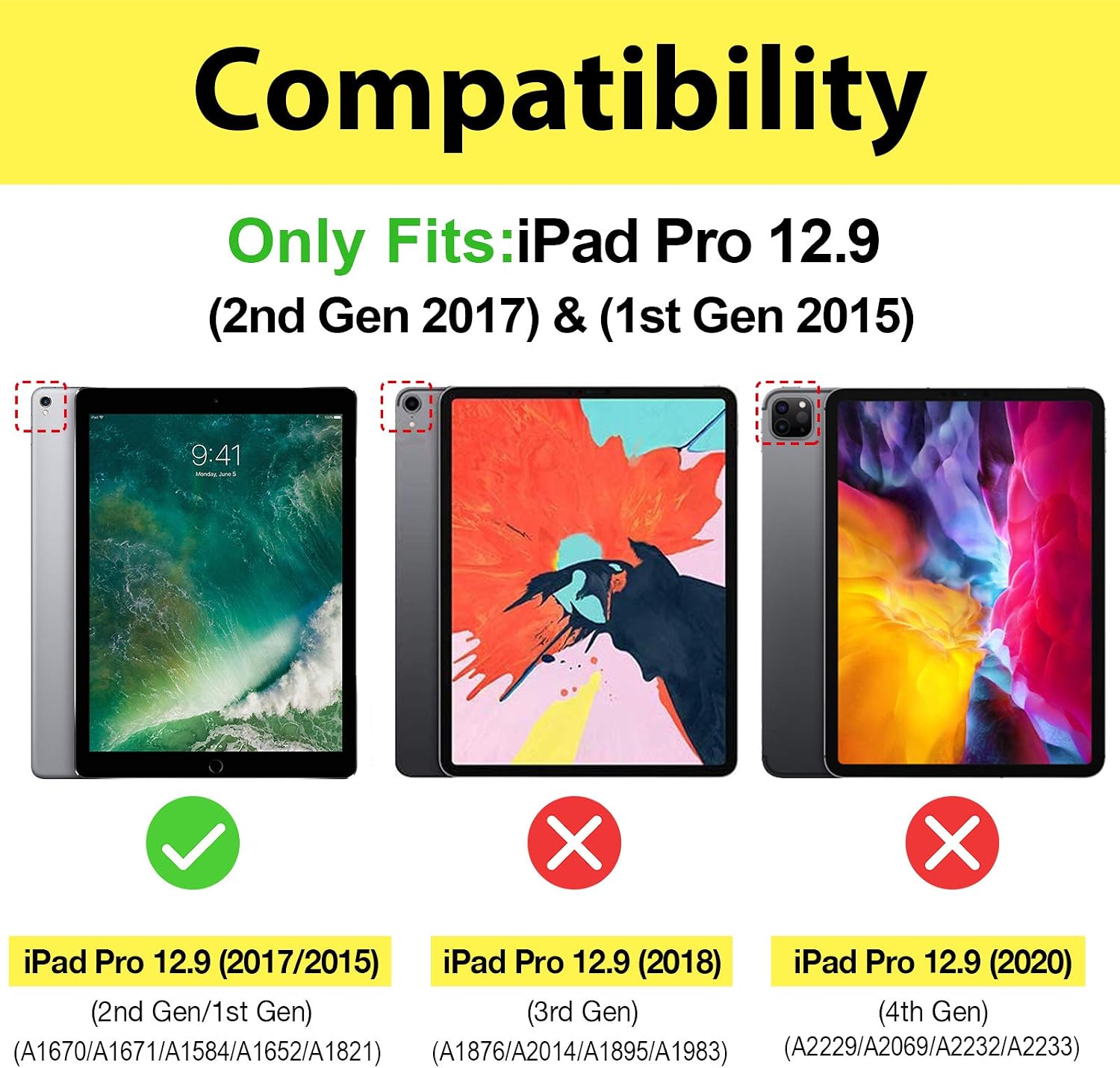 Thumbnail 1 de ProCase Smart Case for iPad Pro 12.9 (1st & 2nd Gen, 2015/2017) with auto Sleep/Wake support – Navy