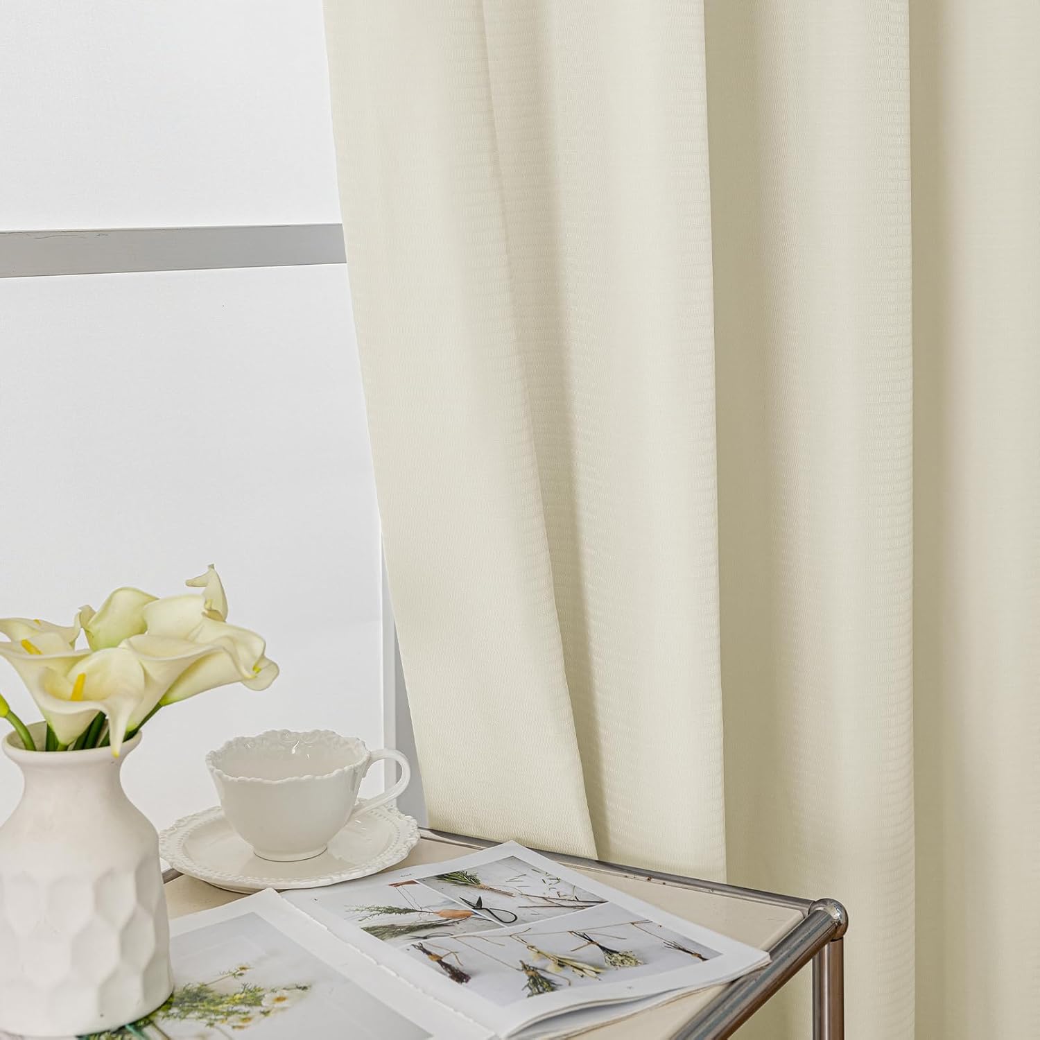 Detalle 2 de Ystyle Rideau Voilage Lot de 2 140x280cm Beige