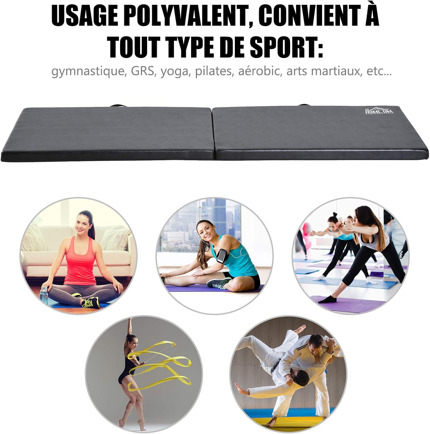 Thumbnail 2 de HOMCOM tapis de gymnastique yoga pilates fitness pliable grand format en simili cuir