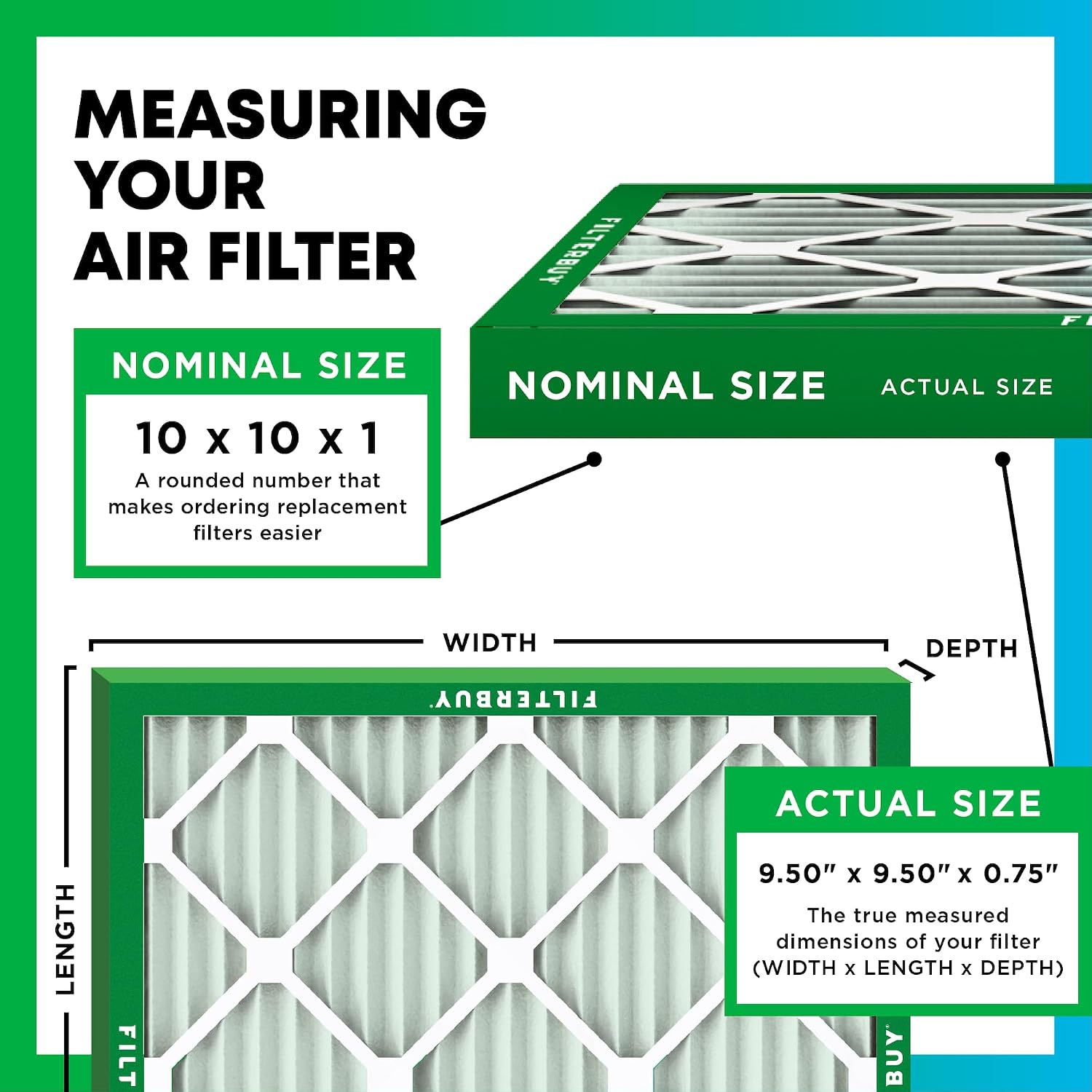 Detalle 2 de Filterbuy 10x10x1 Air Filter 6-Pack 🏠