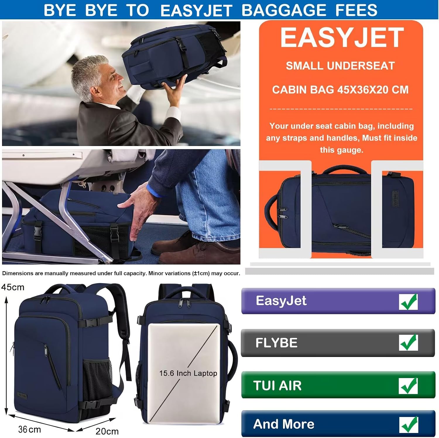 Detalle 2 de Easyjet Handgepäck Rucksack 45x36x20