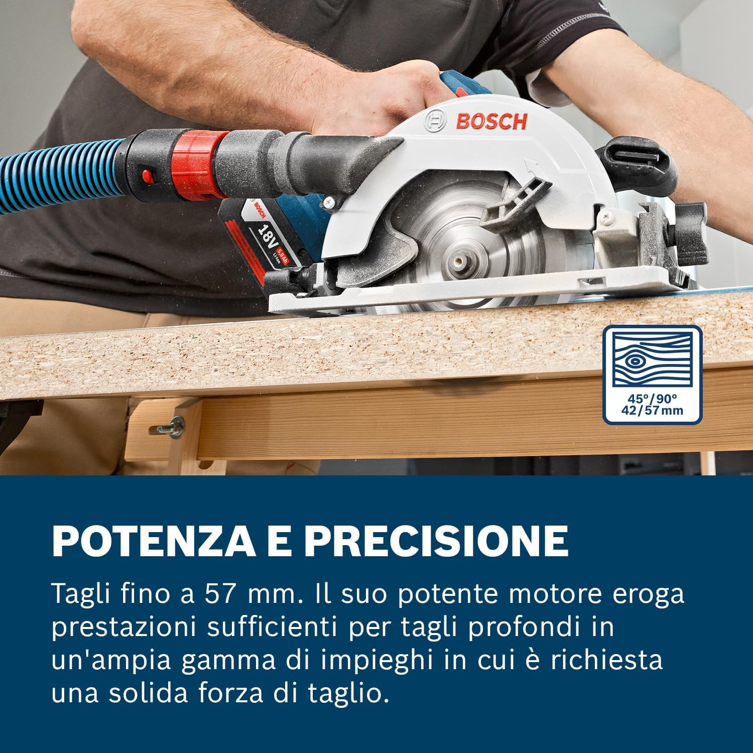 Thumbnail 1 de Bosch Professional GKS 18V-57 G System: Sega Circolare a Batteria 18V, Lama Ø165 mm, Profondità 57 mm