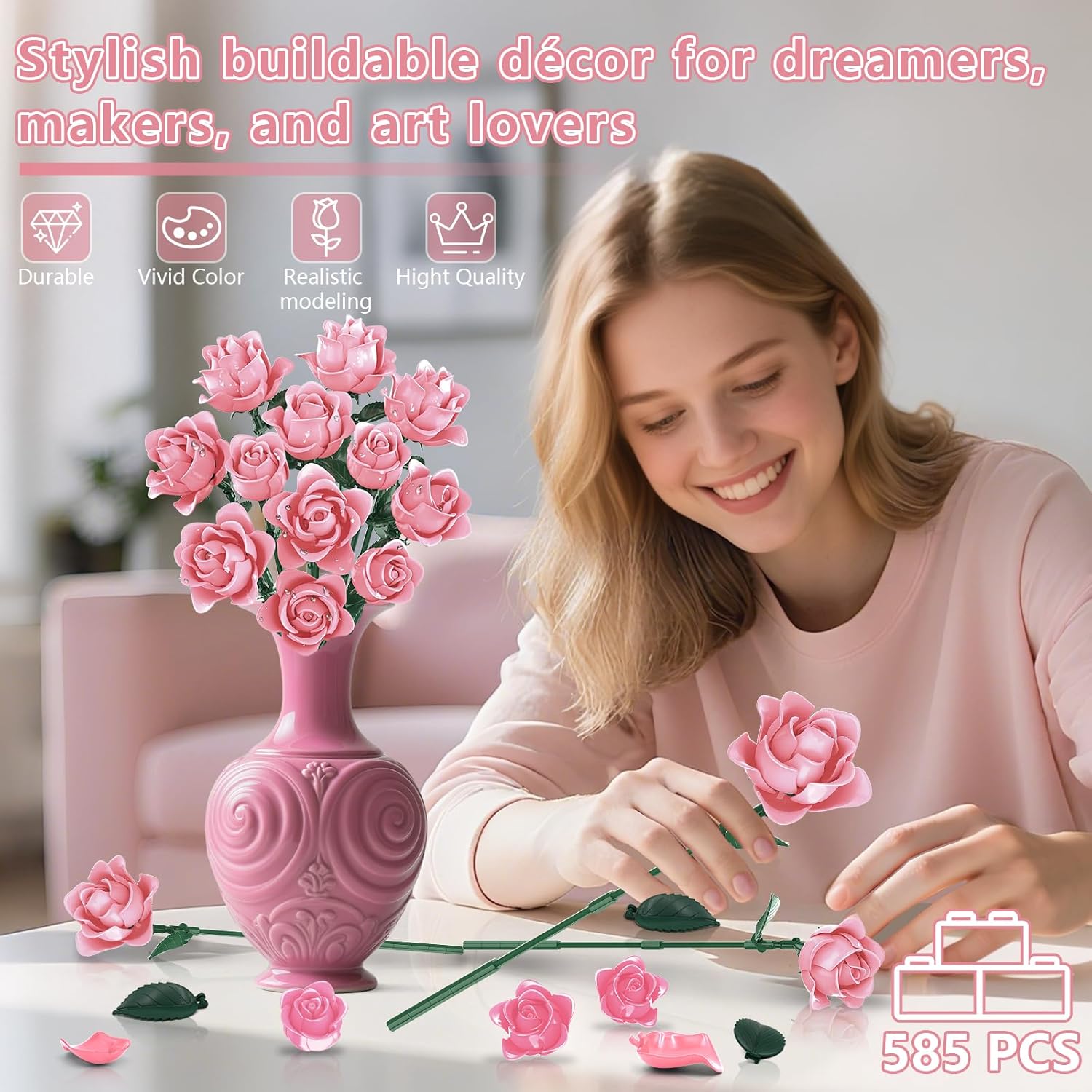 Thumbnail 1 de kiothdre Kit de Construction de Bouquet de Roses Roses