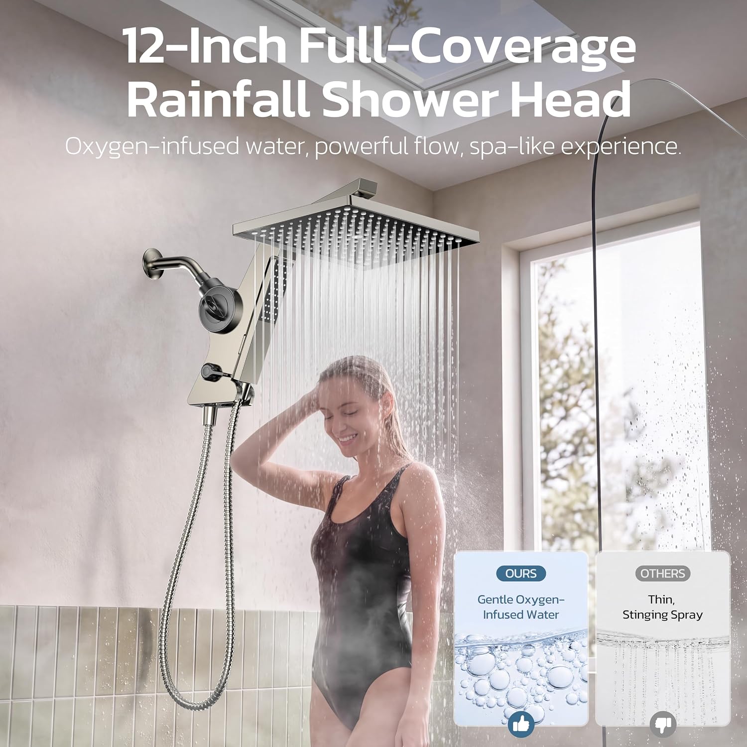 Thumbnail 5 de JDO Rain Shower Head Combo, 12-Inch