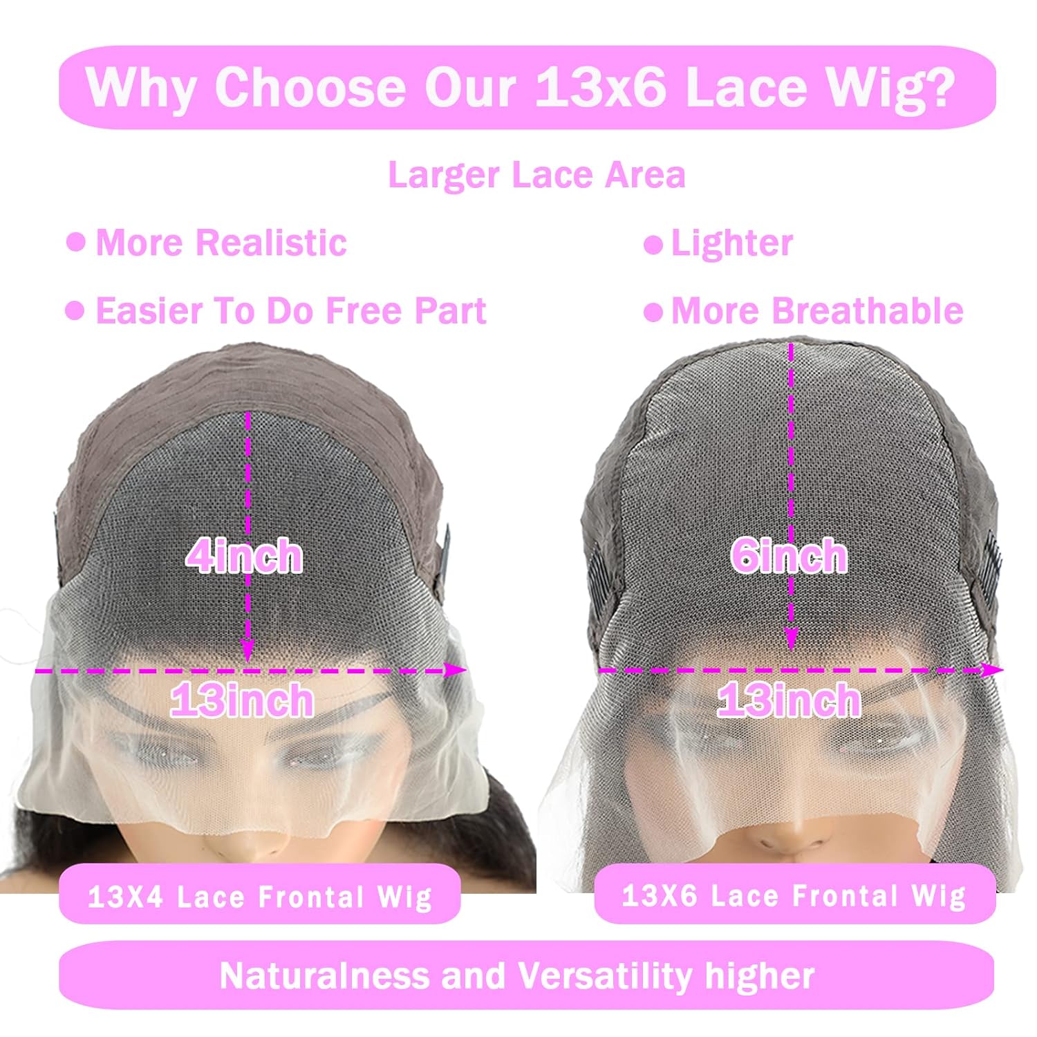 Detalle 2 de TTSMINS 13x6 Lace Front Wig 28-inch, 180% density ๐โ
