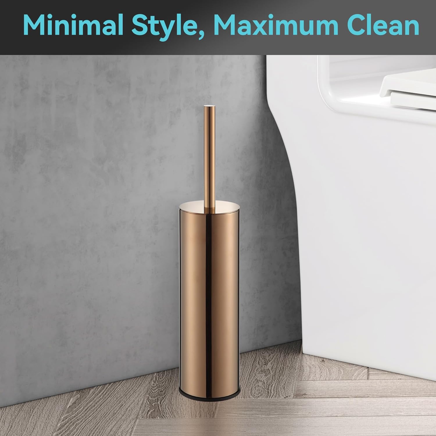 Detalle 2 de Porte-brosse de toilette BGL 304 en acier inoxydable 304 (or rose) avec couvercle anti-odeurs