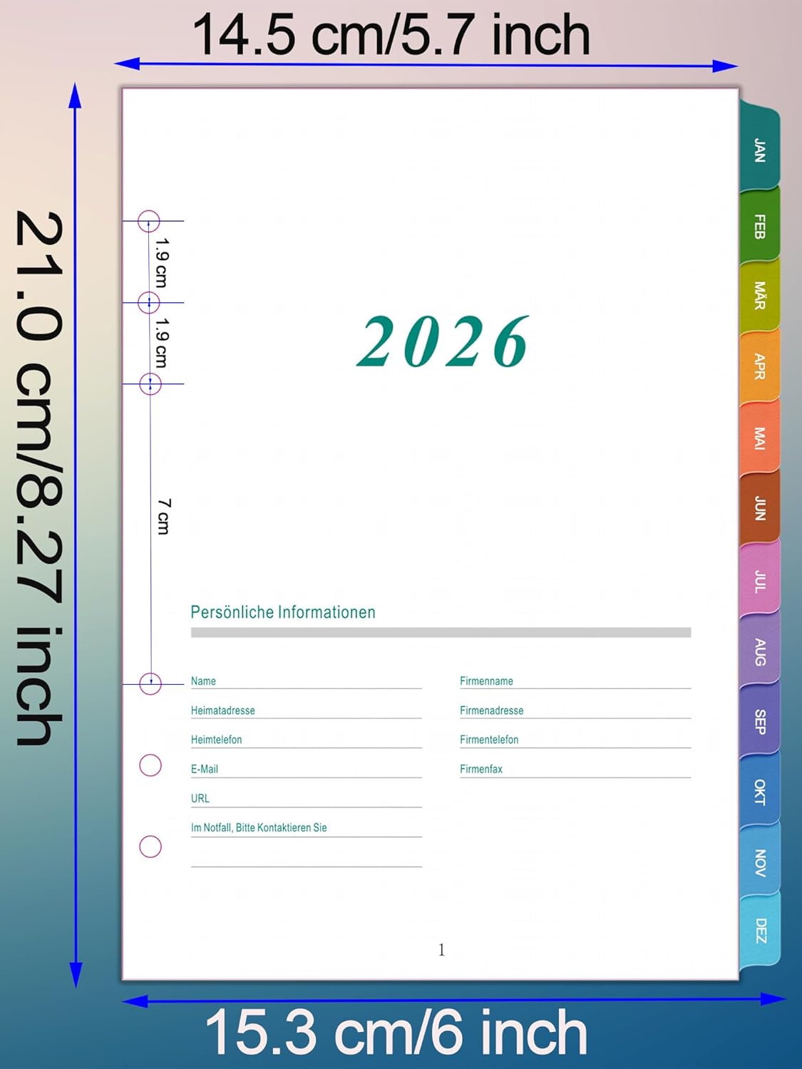 Thumbnail 1 de 2026 Wochenplaner Einlage A5 100g/m² 📒
