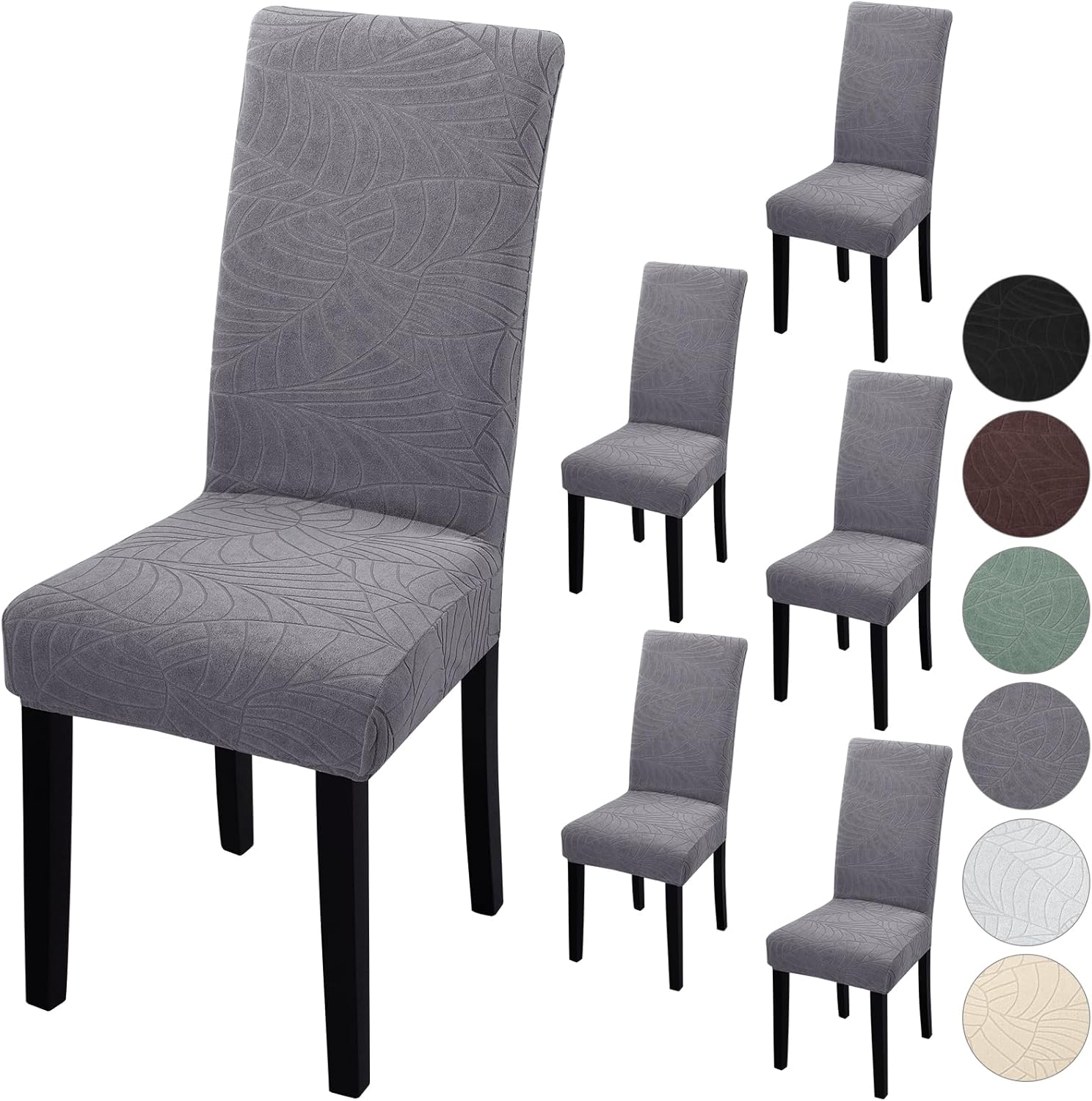 Thumbnail 6 de Fuloon Stuhlhussen 6er Set – Universell dehnbare Stuhlbezüge für Esszimmerstühle (Schwingstuhl) – Waschbar und schützen Möbel