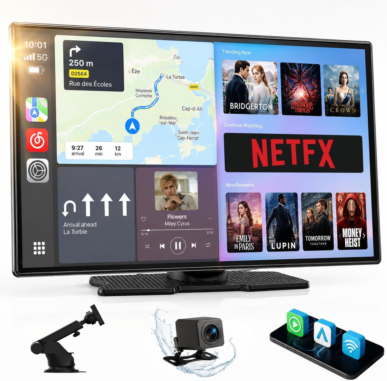 Detalle de LAMTTO Carplay Wireless: Schermo-HD da 9" per Auto con CarPlay/Android Auto, Navigazione e Intrattenimento